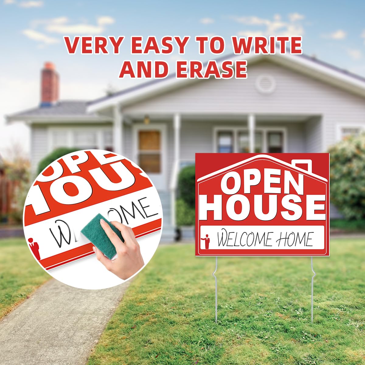 56 Piece Open House Signs for Real Estate Kit, 1 Open House Flag, 9 Double-Sided Estate Sale Arrows and Signs with Metal Stakes, Plus 24 Balloons, Suitable for Real Estate Brokerage Supplies (red)