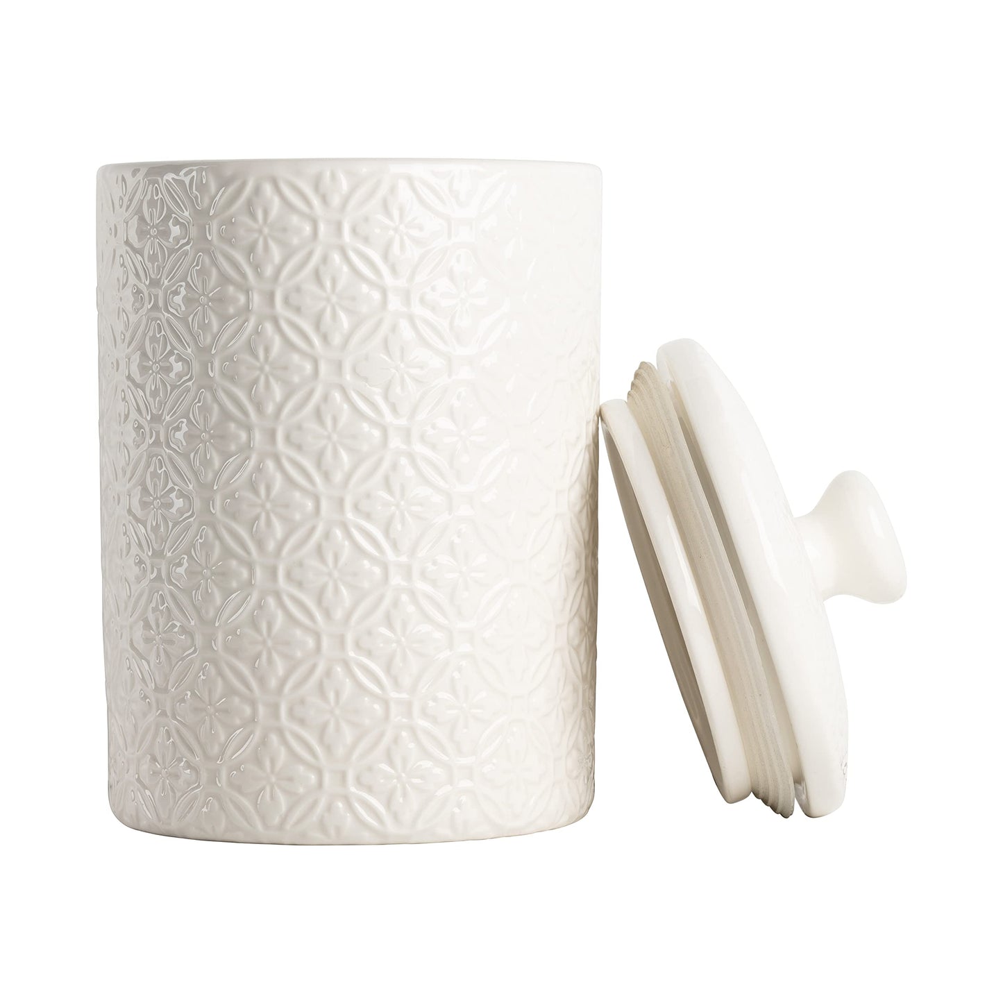 10 Strawberry Street CAN-HMPTN-WHT Kitchen Canister Set, 3 Piece, Hampton White