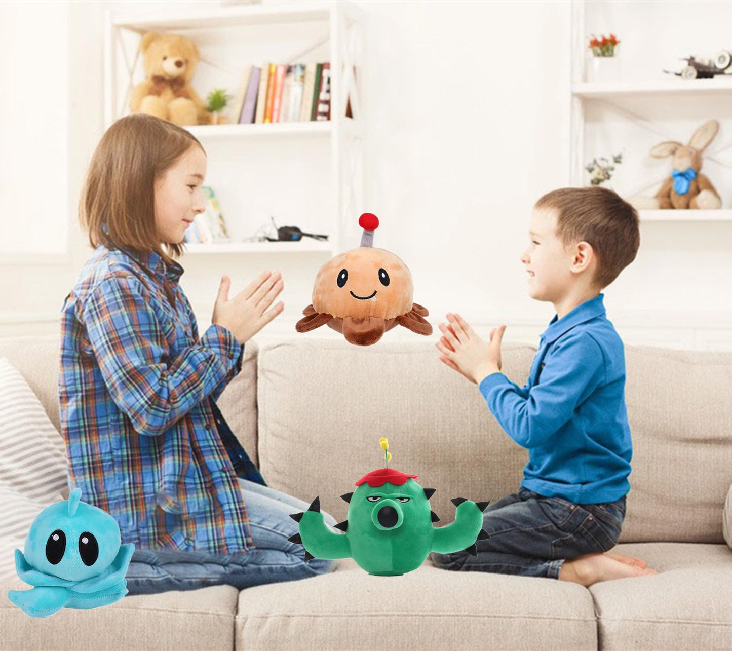 JHESAO - 3 Pieces Plant and Zombies Zombie Plush Cactus Set Potato Mine Toys PVZ Cactus Plushies 1 2 Plush Soft Ice Lettuce Doll for Fans of