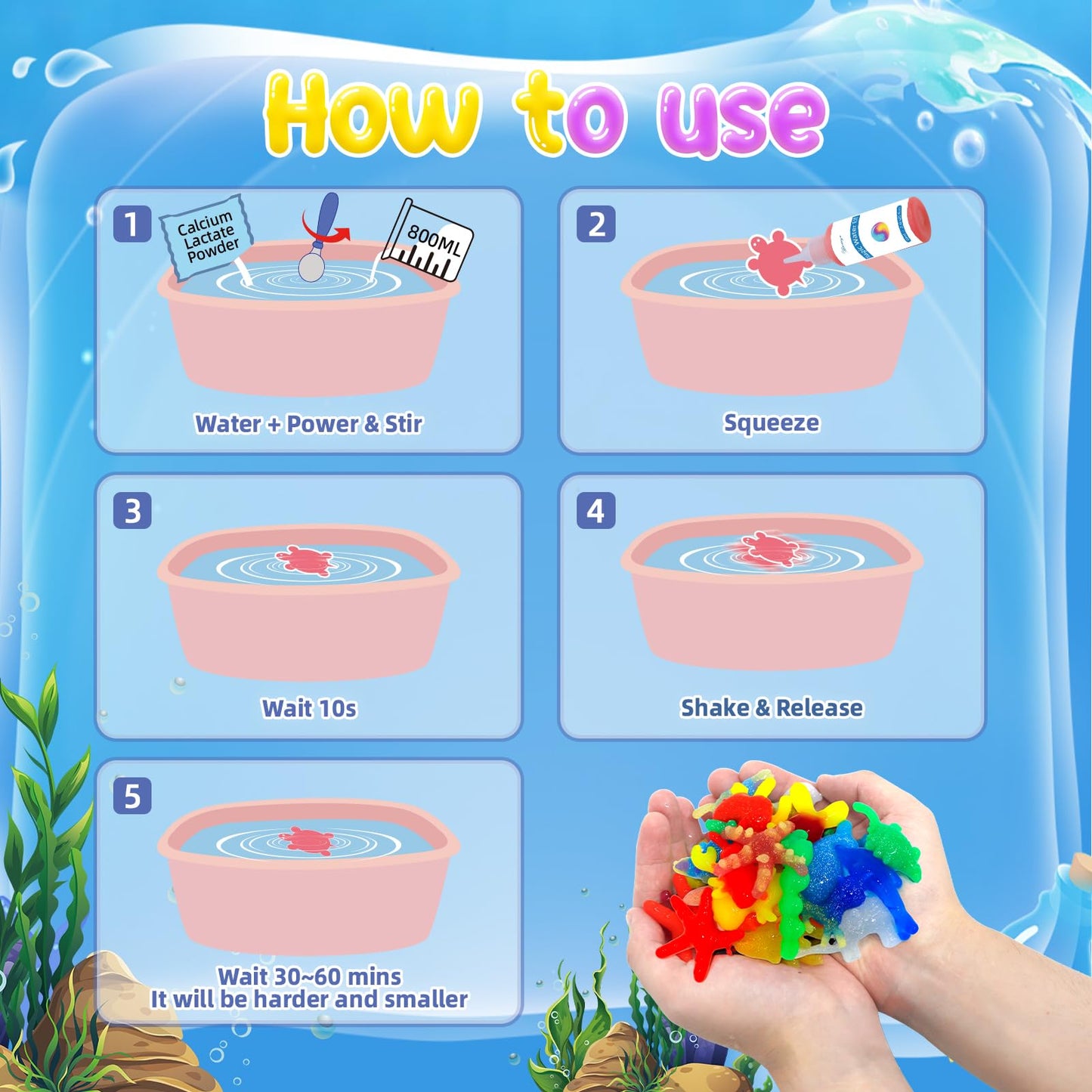 Flavery Magic Water Elf Toy Kit, Fairy Water Gel Kit with 20 Magic Gels and 24 Shape Molds, Aqua Squishy DIY Set, Birthday Gifts, Party Favors