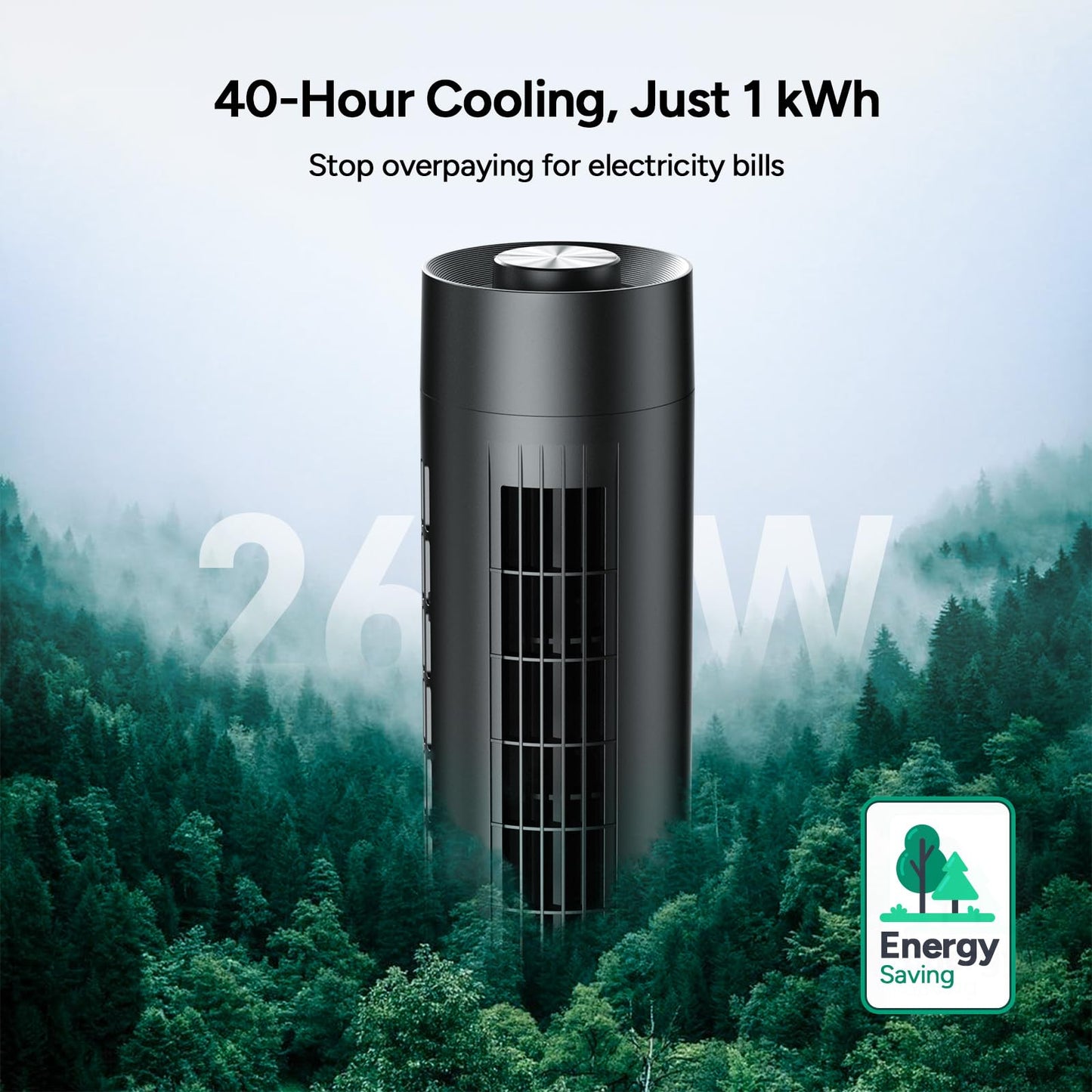 DR.PREPARE Tower Fan, 28 dB Quiet Desk Fan, 3‑Speeds, 80° Oscillation, Detachable Washable Bladeless Design, 16 Inch Portable Table Fan for Room, Home, Office,Black