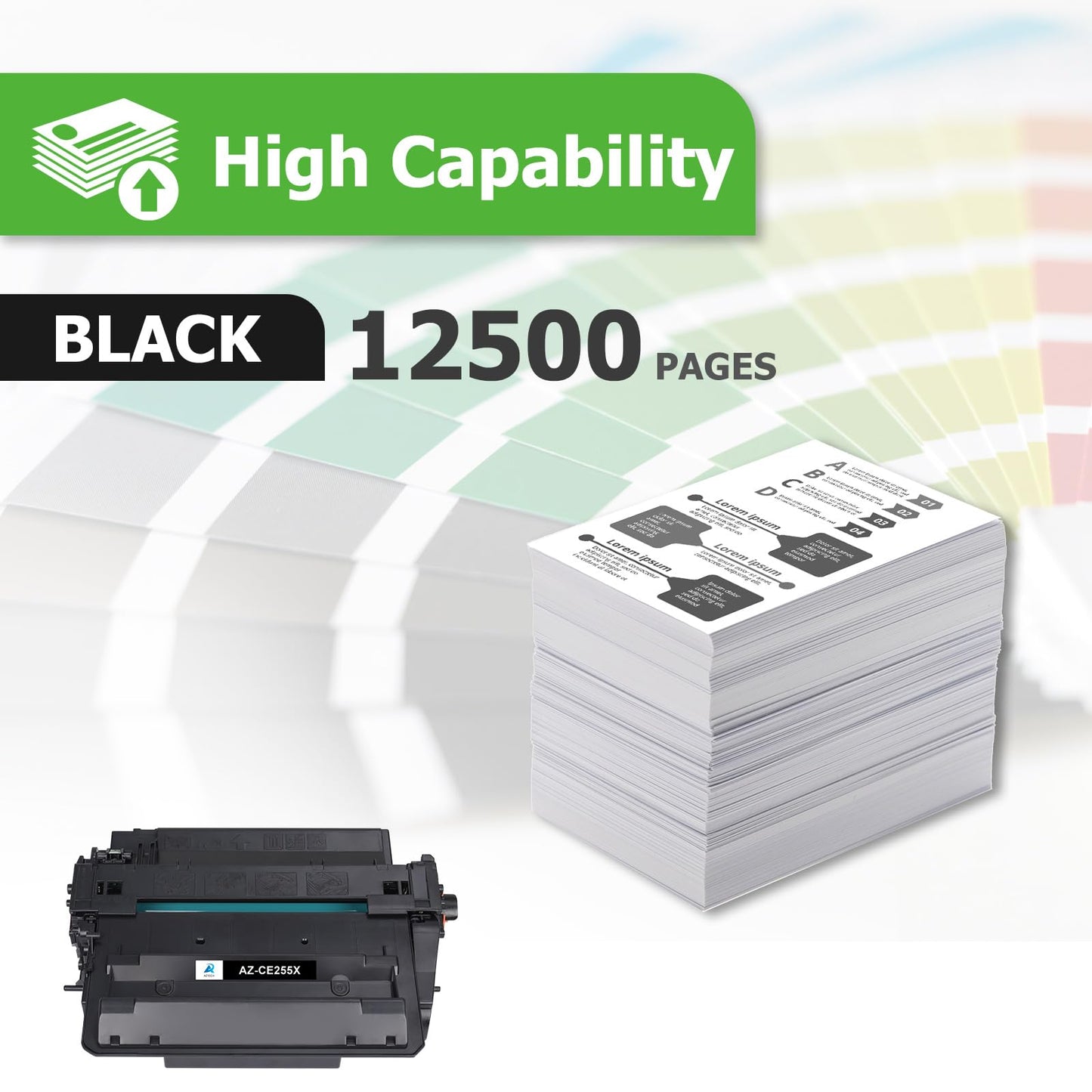 Aztech Compatible Toner Cartridge Replacement for HP CE255X 55X CE255A 55A LaserJet Enterprise P3015dn P3015x LaserJet Pro 500 MFP M521dn M521dw (Black, 2-Packs)