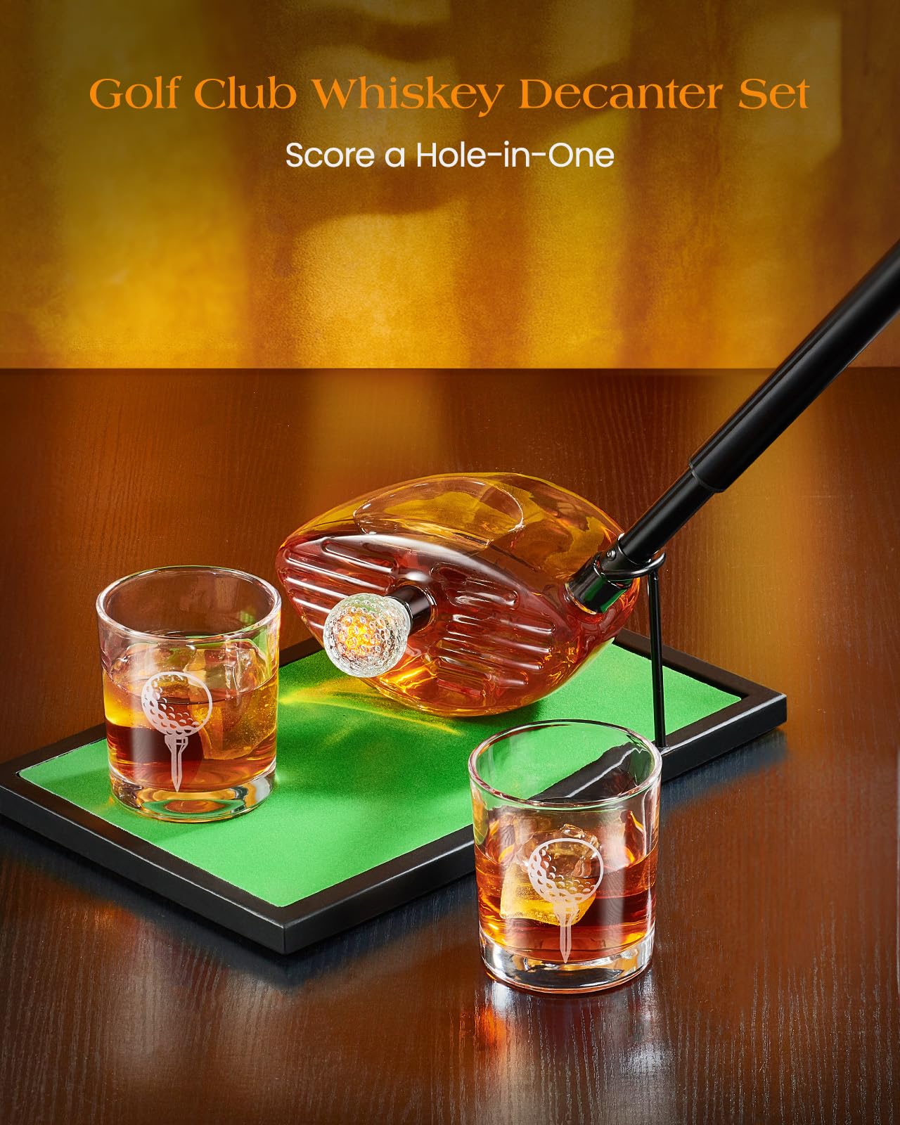 Golf Gifts for Men, Kollea Golf Club Whiskey Decanter with Shot Glasses, Liquor Decanter Set for Men Husband Coaches Golfers, Cool Birthday Gifts for Brother Guys
