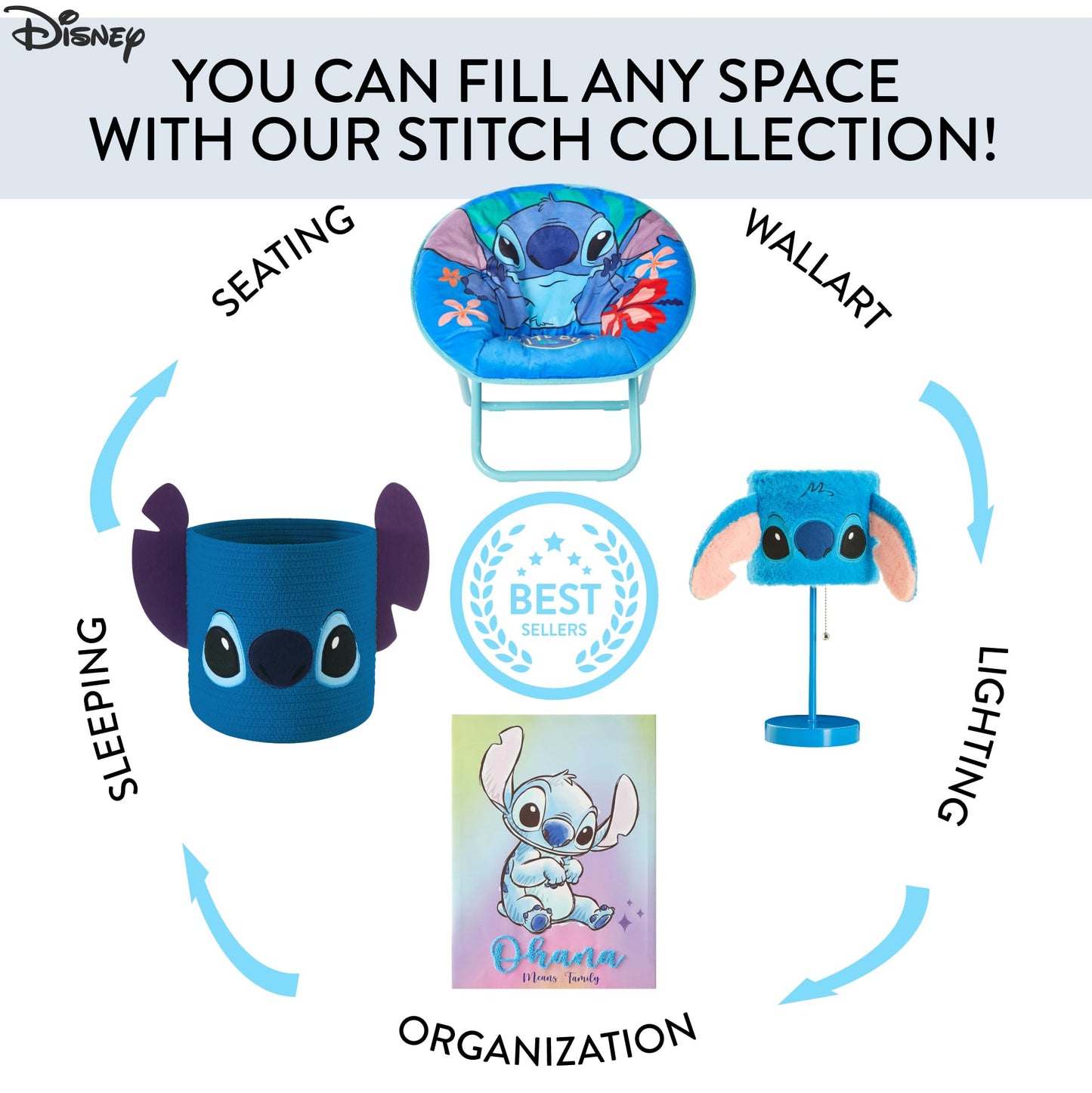 Lilo & Stitch Stick Table Kids Lamp with Pull Chain, Themed Printed Decorative Shade