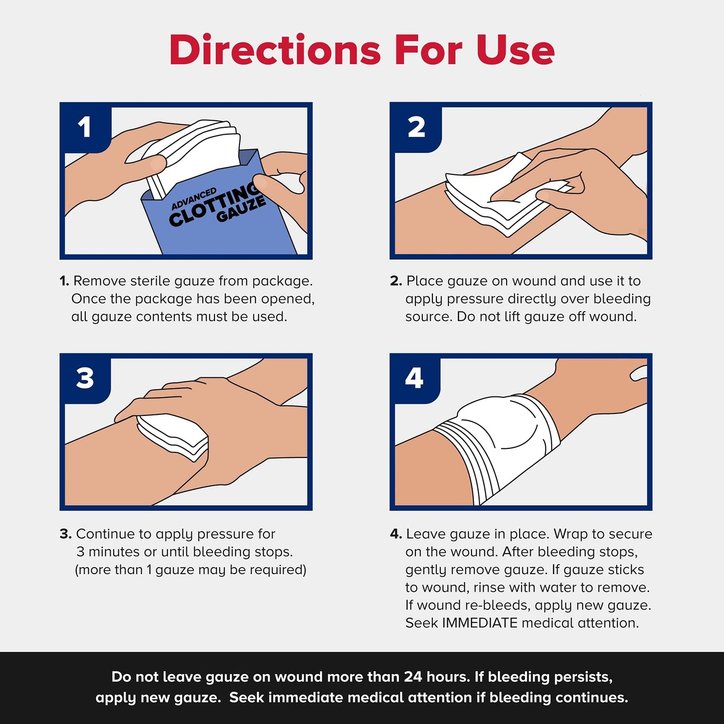 Adventure Medical Kits QuikClot Gauze - Gauze for Emergency Survival Kit, Doomsday Prepping Supplies & More - Stops Bleeding Fast with Kaolin - Flexible Hemostatic Medical Gauze - 3" x 48"