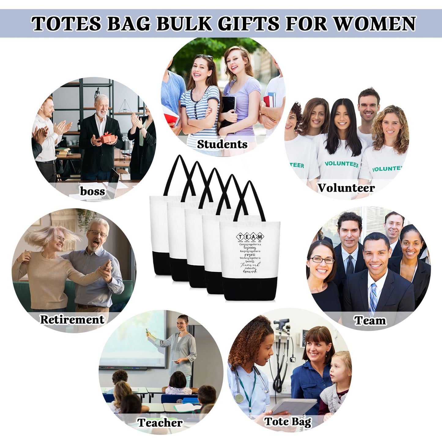 50 Pieces Large Canvas Tote Bags Reusable Sublimation Blank Plain Bags Bulk with Zipper for DIY Crafts Shopping Women Teacher(Vertical Large Bag)
