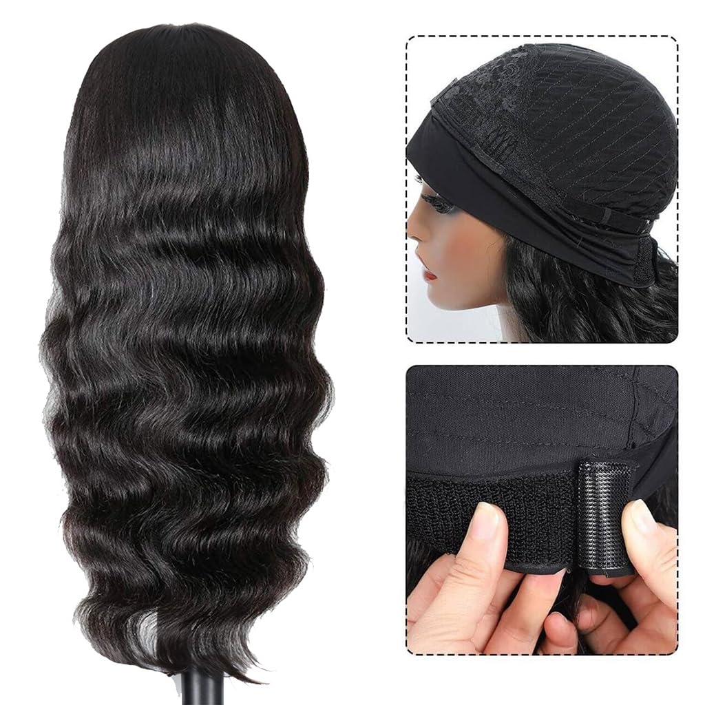 olimaruly Headband Wig Human Hair Body Wave Headband Wigs for Black Women 18 Inch Brazilian Virgin Hair Glueless None Lace Front Wig Human Hair Headband Wig 150% Density Natural Color