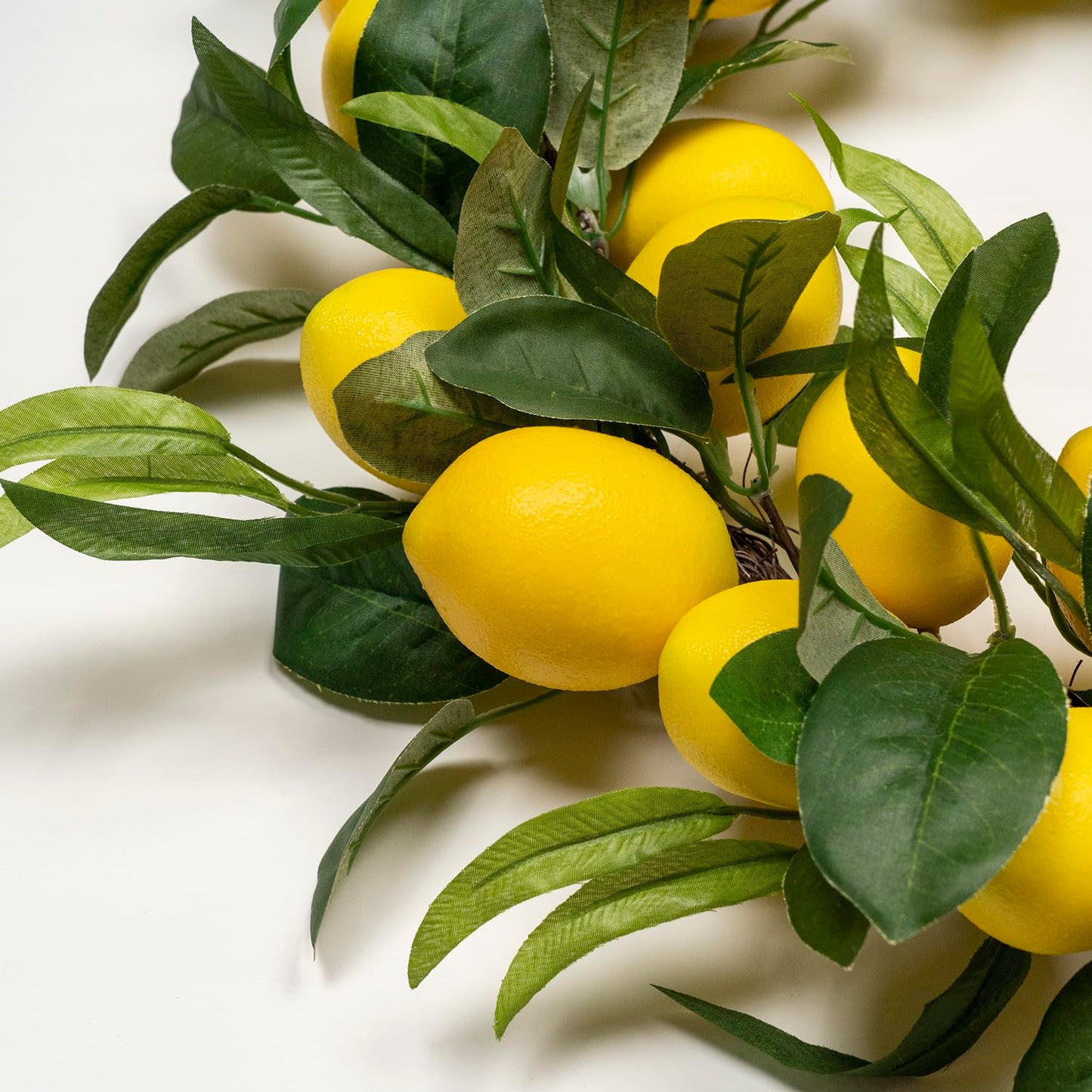WsCrofts Lemon Wreath - Yellow Lemon with Artificial Green Leaves Wreath for Home Holiday Front Door Decor (20inch)