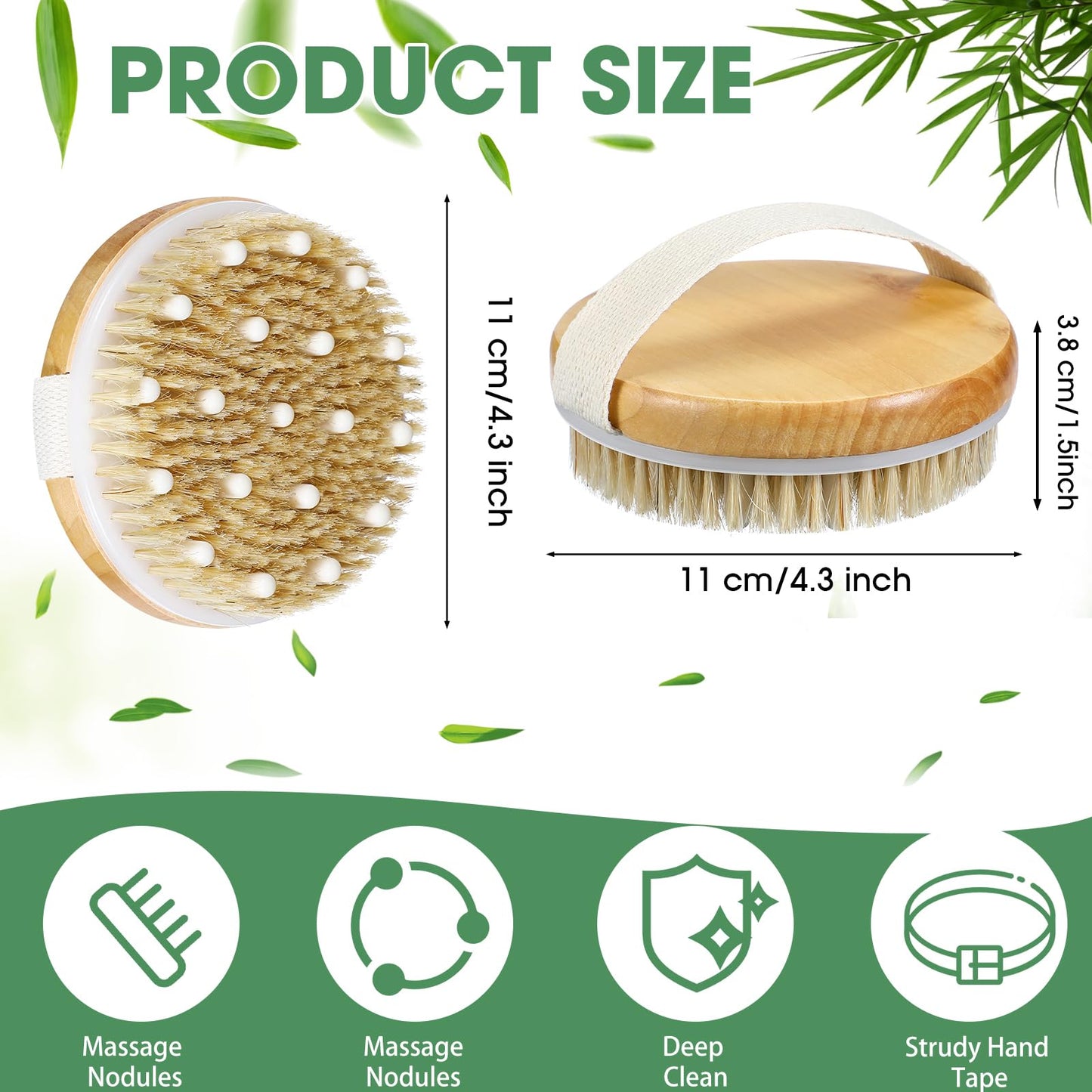 Gejoy 10 Pcs Dry Brushing Body Brush Exfoliating Brush with Massage Nodule Dry Skin Body Brush Scrubber for Shower Bath Back Circulation Improvement Dead Skin Remove Beauty Exfoliator (Round)