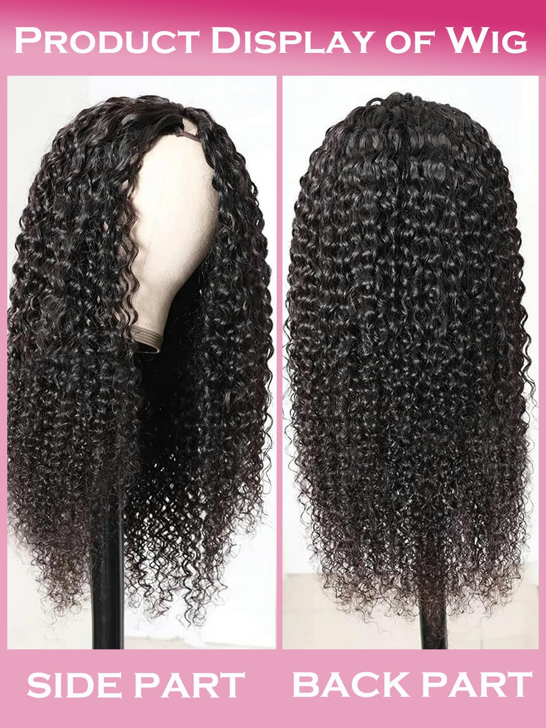 Vanmast Curly V Part Wig Human Hair Wigs for Black Women No Leave Out Upgrade U Part Kinky Curly Wig 180% Density Glueless V Shape Wig Beginner Friendly No Glue No Sew In Natural Color 20 inch