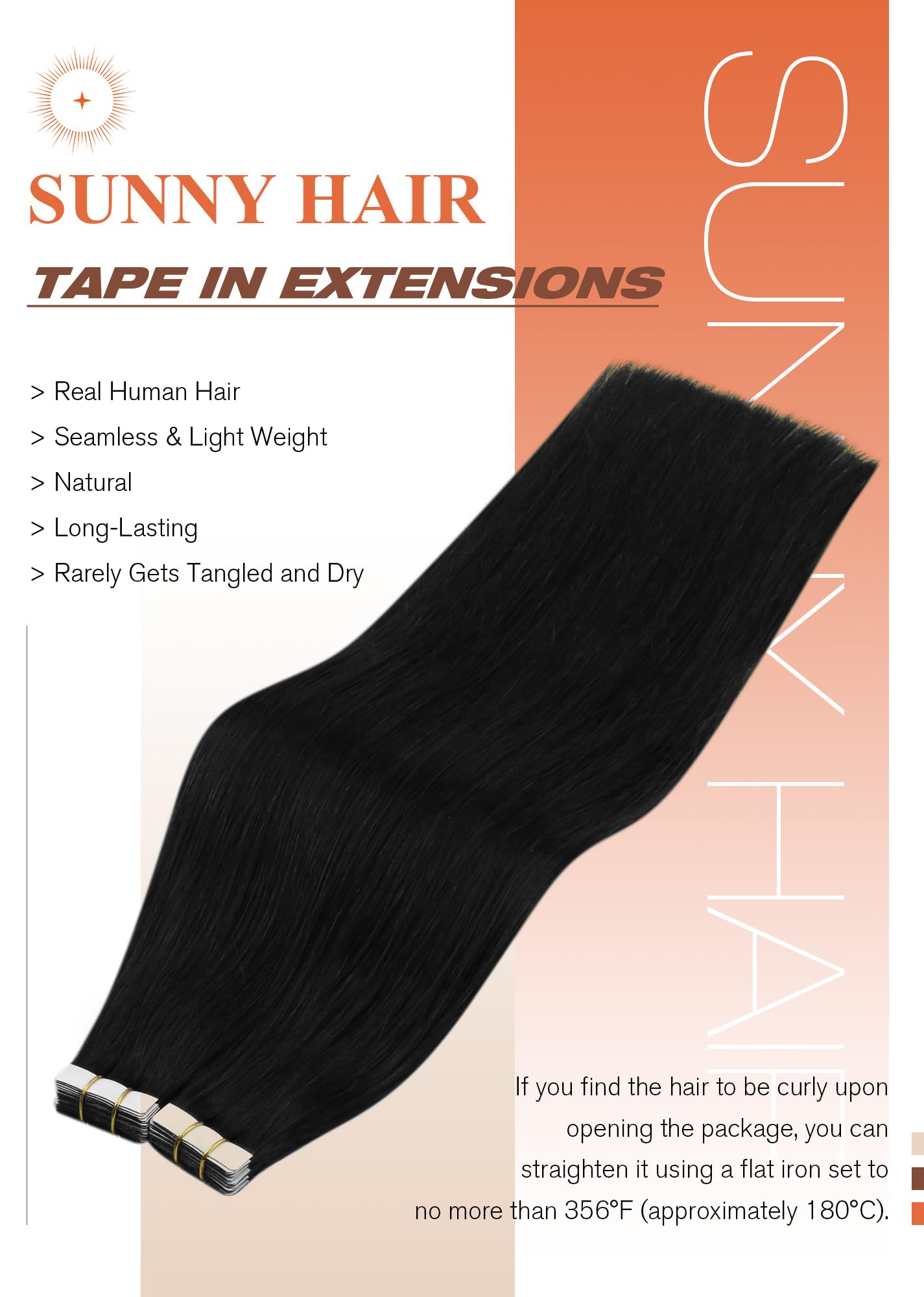 Sunny Hair Black Tape in Human Hair Extensions Invisible Tape in Hair Extensions Human Hair Black Human Hair Tape in Extensions Jet Black 28 Inch Tape in Hair Extensions Long Straight Hair 50g 20pcs