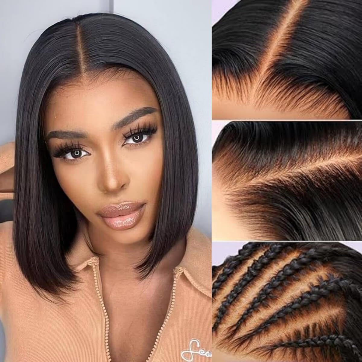 12 Inch Short Bob Wig Human Hair 13x4 Hd Transparent Lace Front Wigs Human Hair Pre Plucked 180 Density Straight Lace Frontal Wigs Human Hair Glueless Wig for Women Natural Hairline with Baby Hair