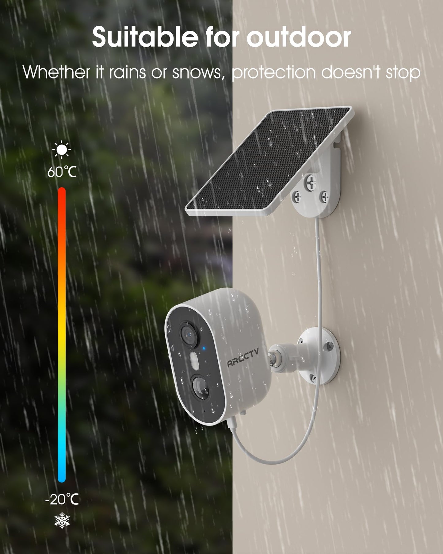 ARCCTV Security Camera Wireless Outdoor, 4MP Recharge Battery Powered WiFi Camera with Solar Panel, Motion Detection, Color Night Vision, 2-Way-Audio, 2.4G/5G Dual Band WiFi (2 Pack)