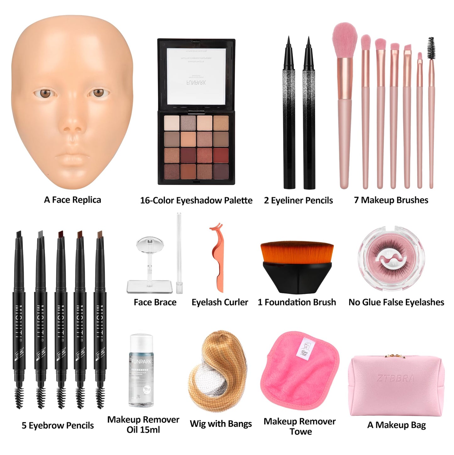 ZTBBRA 3D Makeup Practice Face, Makeup Mannequin Face, Mannequin Head For Makeup Practice, Mannequin Head Human Hair, Ideal for Makeup Beginners & Enthusiasts to Boost Skills!