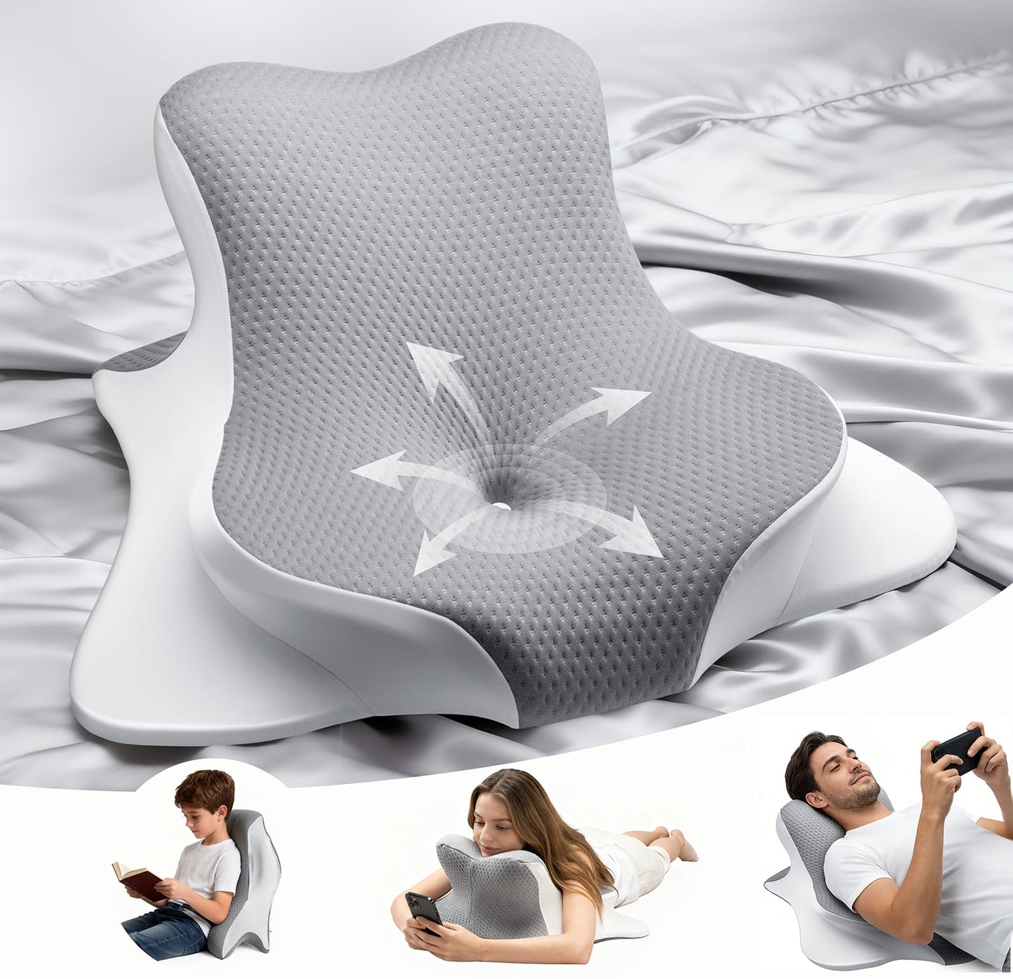 FamiCare Reading Pillow Ergonomic Memory - Wedge Pillow Comfort Support
