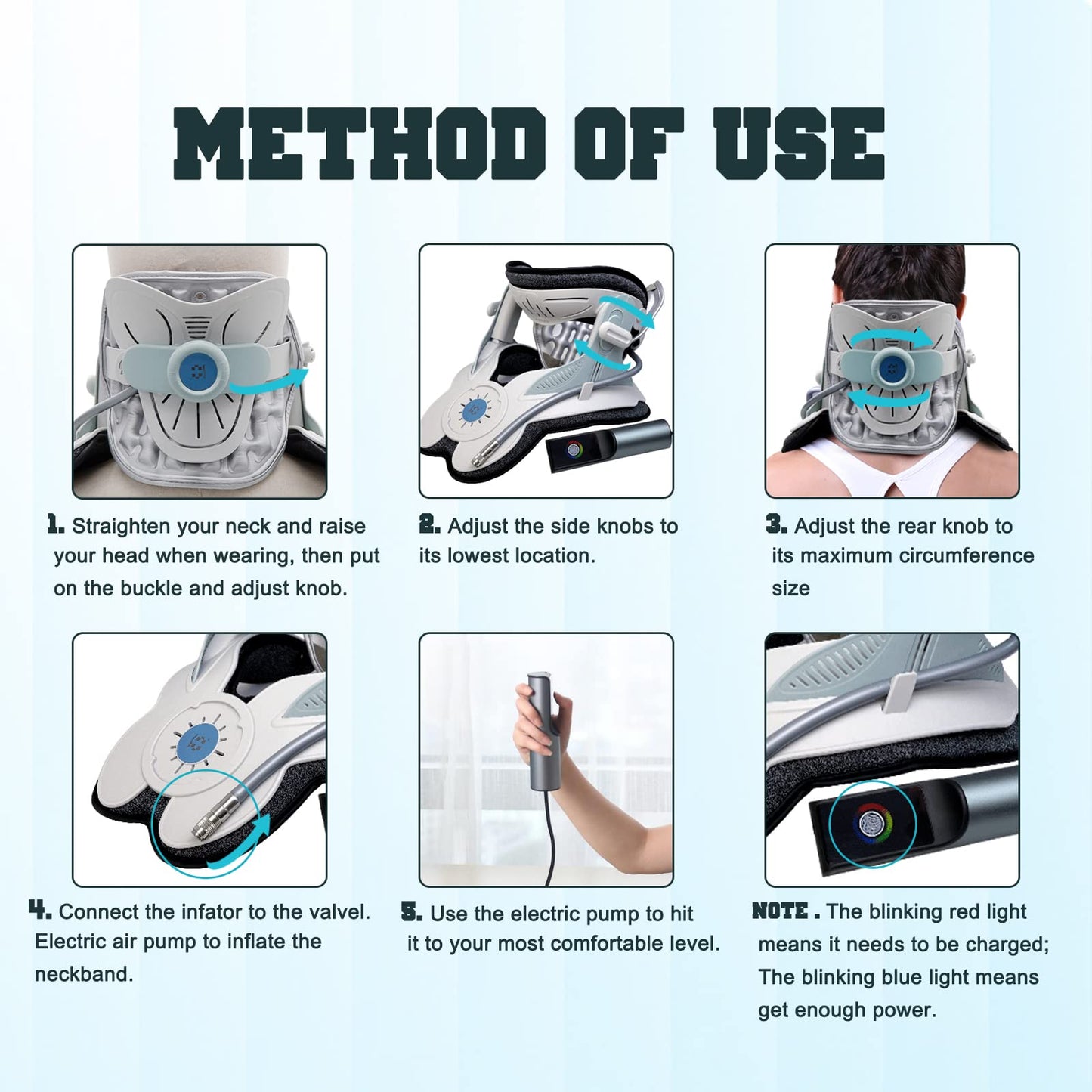 ALLILUYAA Cervical Neck Traction Device,Electric Air Pump Neck Stretcher Cervical Traction Device,with 3 Power Traction and 8 Airbag Support,Neck Brace which Decompresses the Neck and Relieves