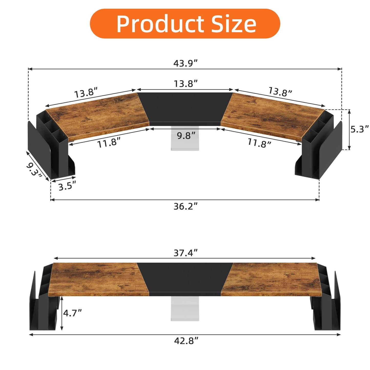 WESTREE Dual Monitor Stand Riser with Pen Holder, Computer Monitor Riser with Adjustable Angle and LED Light, Desktop Monitor Stand Riser Storage Organizer for Computer, Laptop, Printer, TV