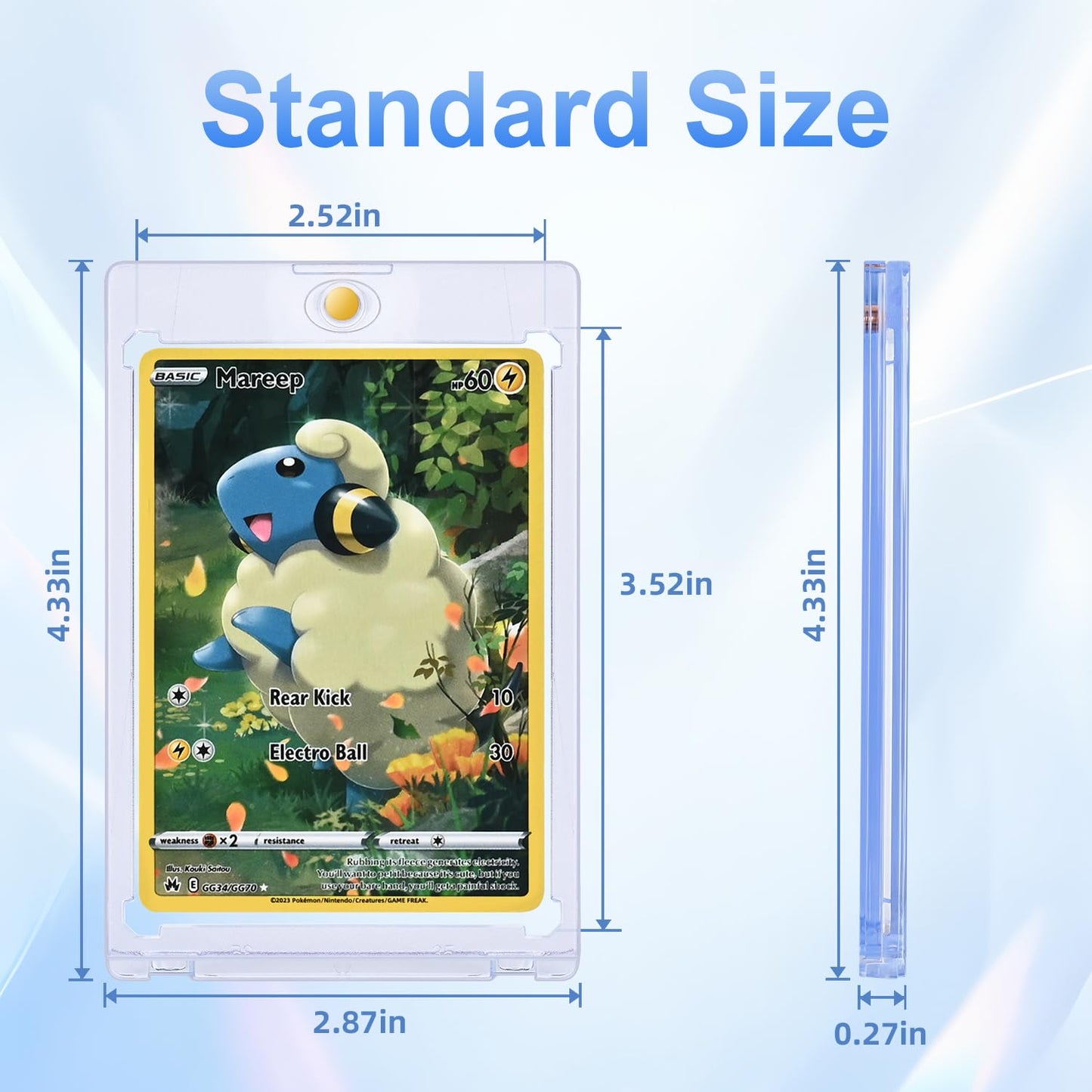 60ct Magnetic Card Holder, 35pt One Card Holder Touch for Trading Cards, U-V Protection Magnetic Card Case for Sports Cards, Card Protectors Hard Plastic, Display Case for Baseball Cards, Game Cards