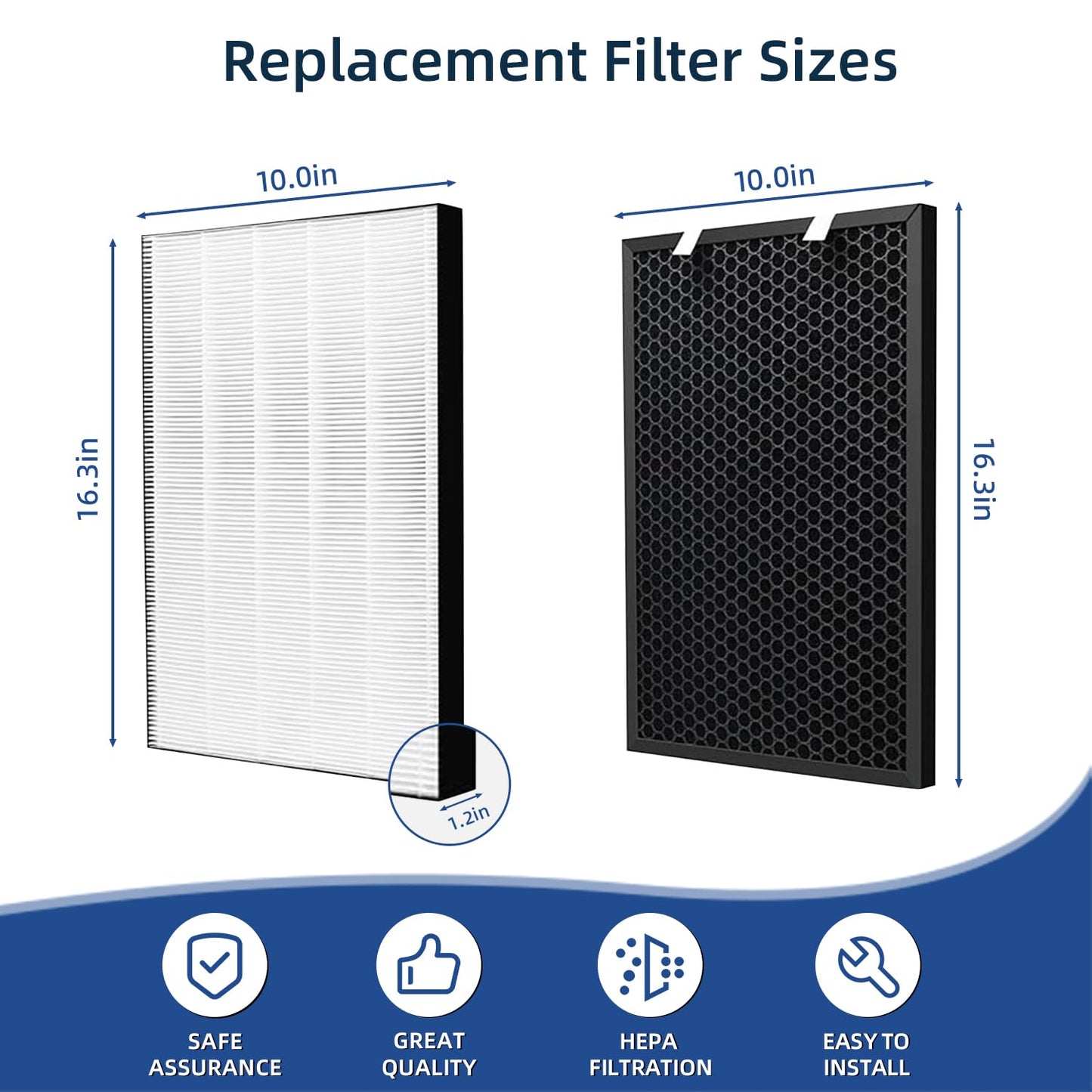 2 Packs Air220 Air320 Replacement Filter Compatible with Bissell Air220 Air320 2768A 2609A Air Purifier - Including Air Filters + Pre-Filters & Activated Carbon Filters - Compare to# 2677 2678 2804