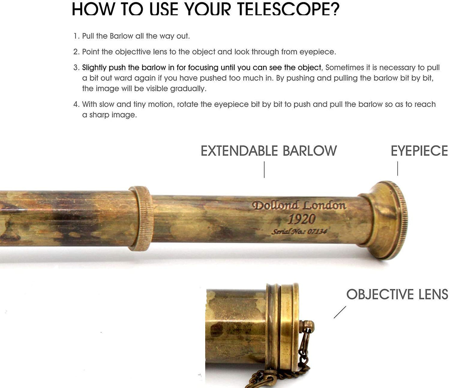 OCEAN REPLICAS 16 inches Antique Commando Telescope/Spyglass Replica in Leather Box