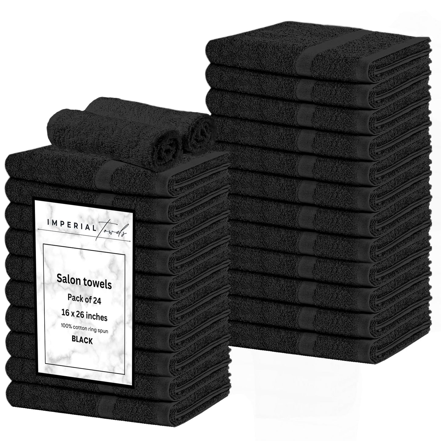 24 Pack Black Hand Towels 100% Cotton Spa Towels 16x26 inches Highly Absorbable Facial, Gym, Hair and Face Towels in Bulk