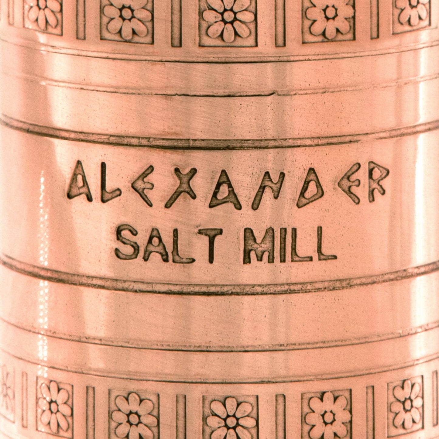 Alexander Home The Original Greek Salt Mill 8 Inch Tall | European Salt Mill Grinder with Crank Handle | Manual Salt Grinder | Salt Refillable - Copper