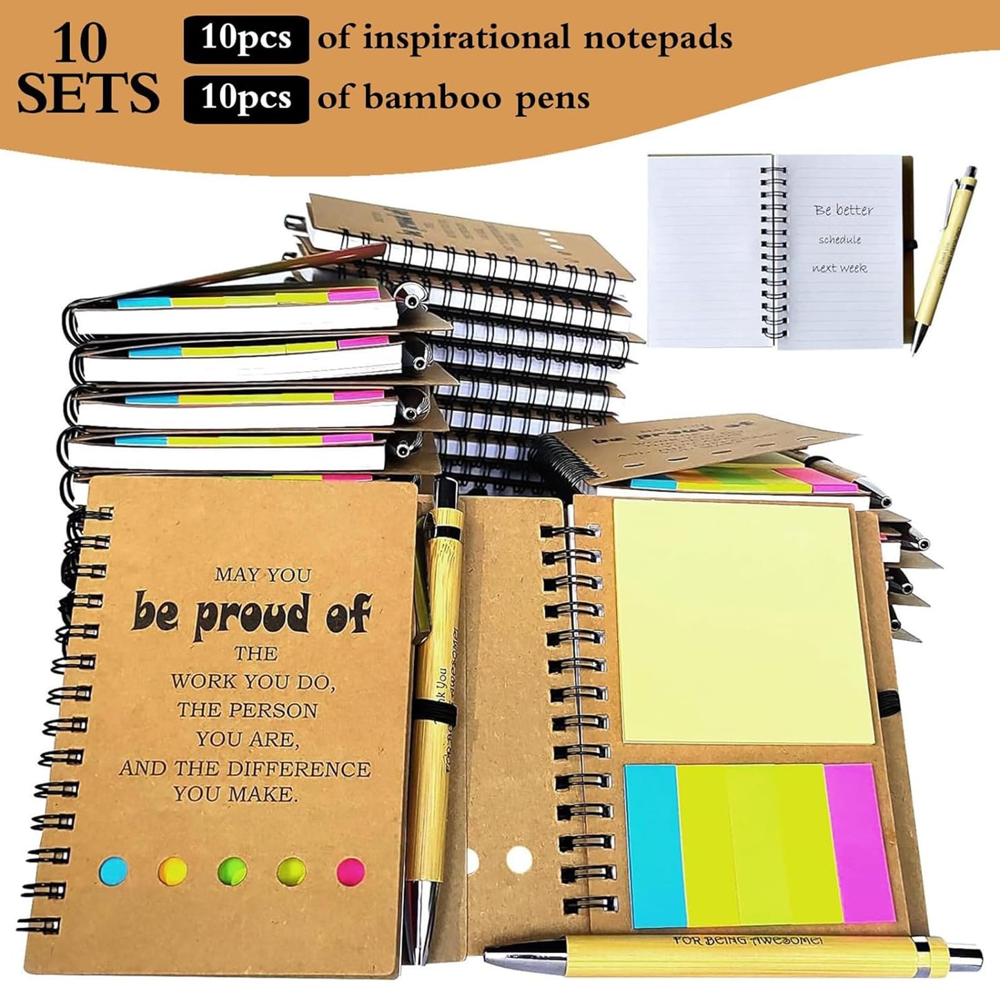 2025 Inspirational Spiral Notebook 30 Sets Portable Employee Appreciation Gifts Bulk Journals with Sticky Note Pen for Teachers Students Friends Colleagues Volunteer Nurse and Family Thank You Gifts