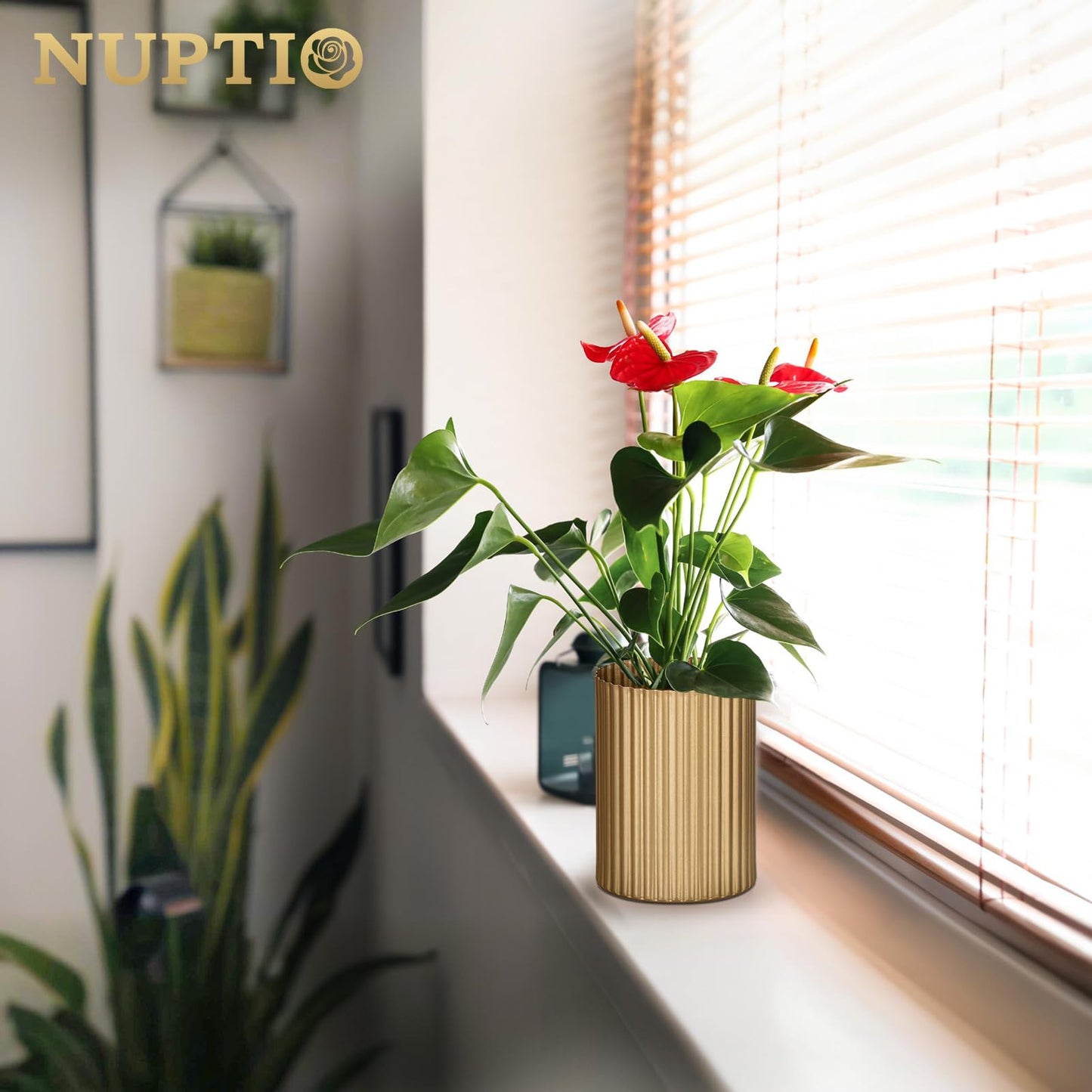 NUPTIO Gold Flower Vases for Centerpieces: 6 Pcs 5.1 inch Metal Flower Vase Flowers Stand Wedding Centerpieces for Tables Centerpiece Table Decorations