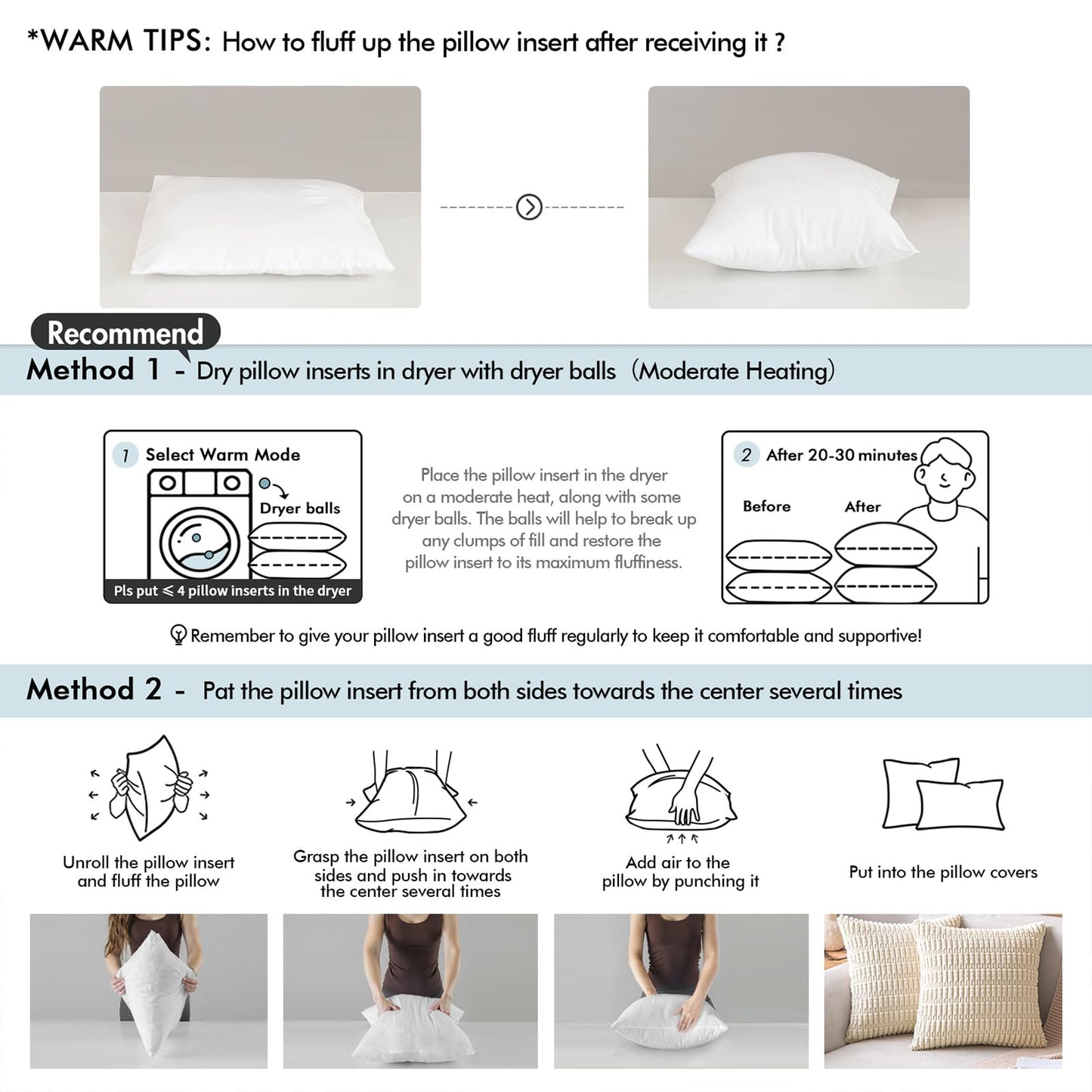 MIULEE Pack of 4 20x20 Pillow Inserts, Premium Feather and Down Decorative Throw Pillows, Fluffy and Choppable, Cotton Fabric for Sofa Bed Couch