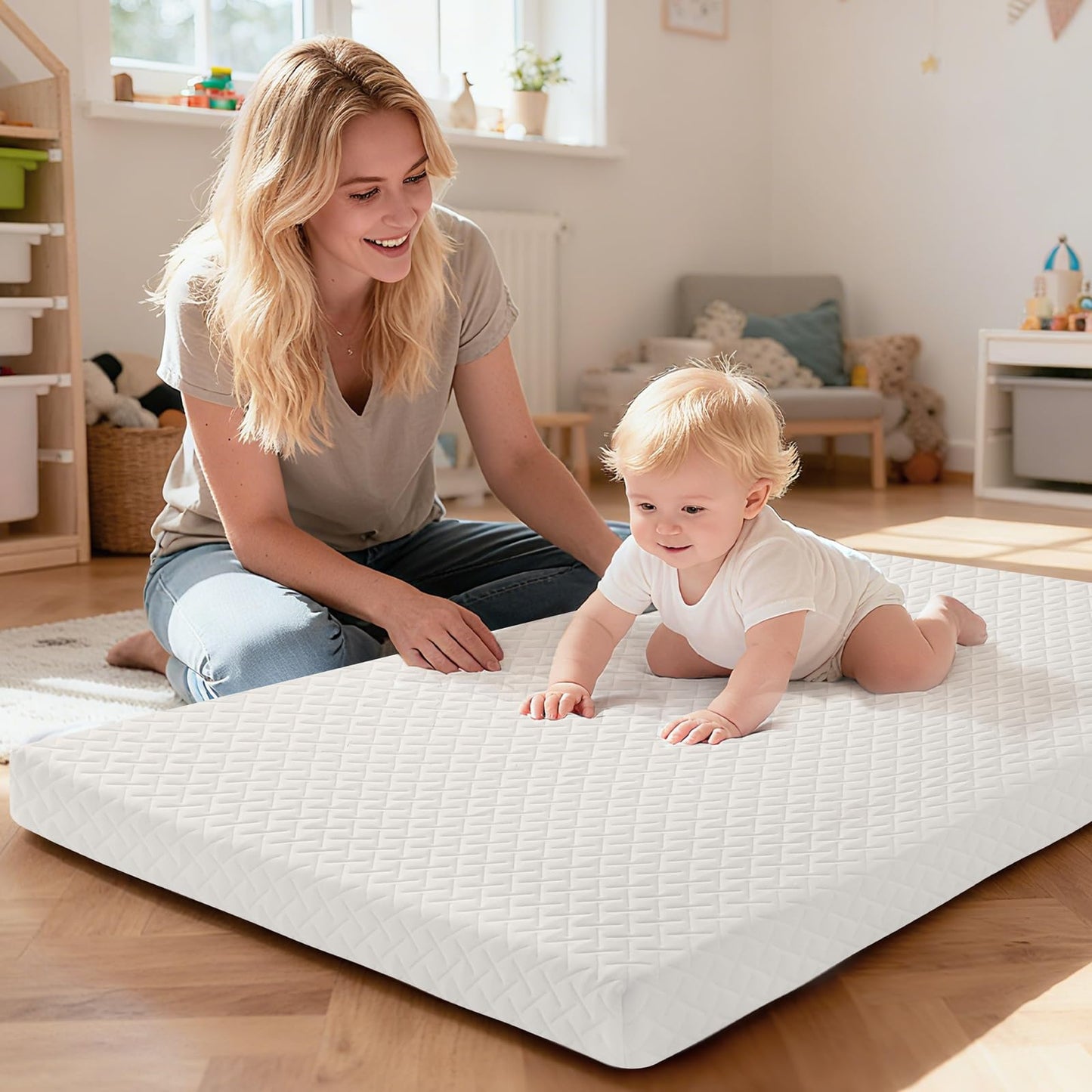 voomf Pack and Play Mattress Pad, 38"x26" Dual-Sided Memory Foam Pack N Play Mattresses, Portable Baby Crib Mattress, Machine Washable
