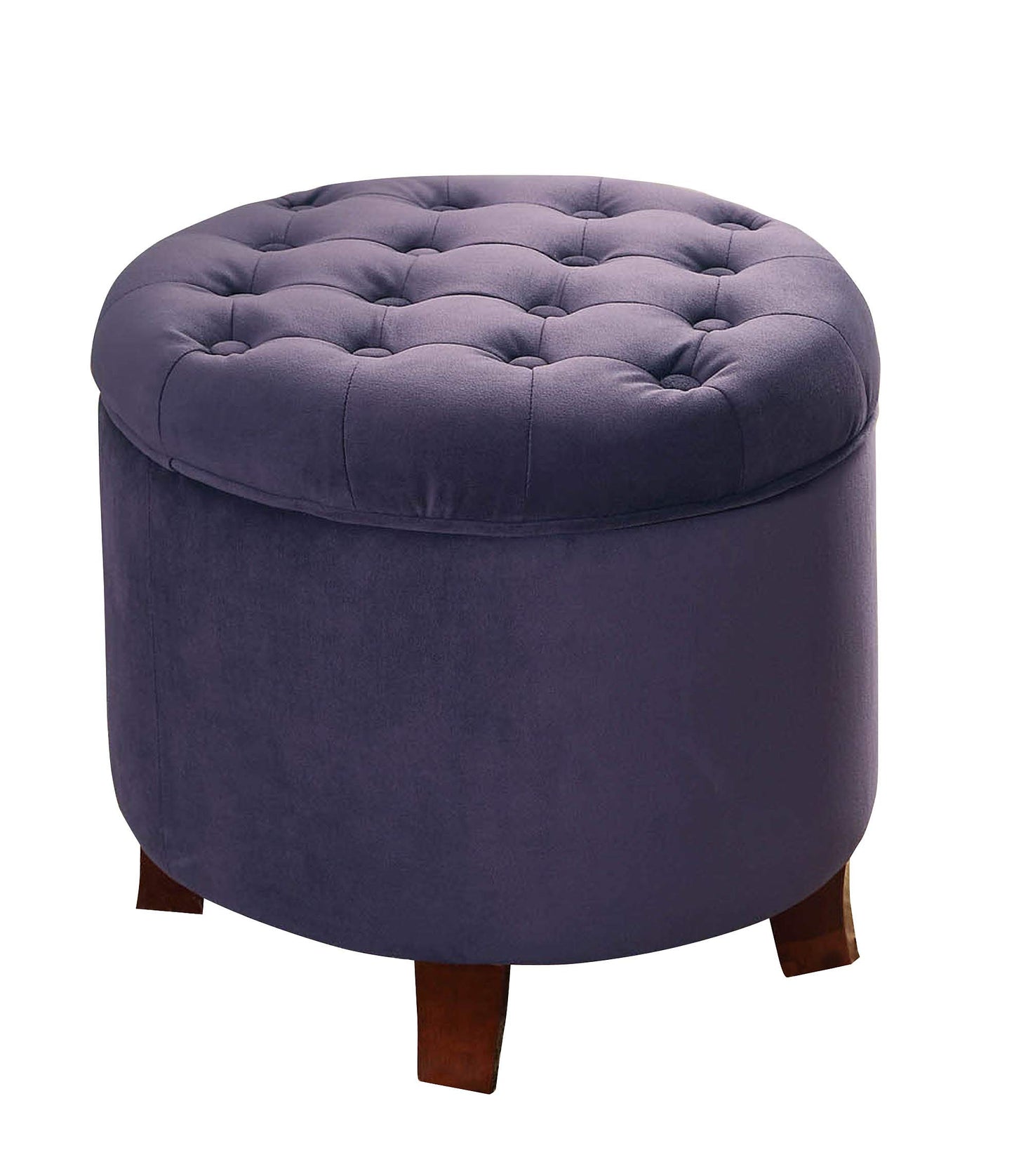 Homepop Home Decor | Upholstered Round Velvet Tufted Foot Rest Ottoman | Ottoman with Storage for Living Room & Bedroom | Decorative Home Furniture, Purple