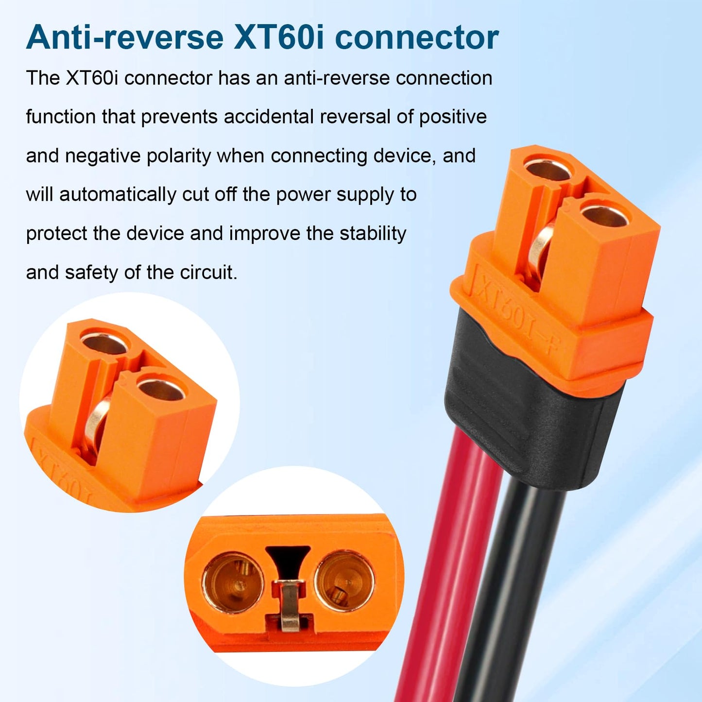 MOOKEERF Solar to XT60i Cable 12AWG 50FT Solar Panel to XT60i Adapter Connector XT60i-F Extension Cable for Portable Power Station Solar Generator