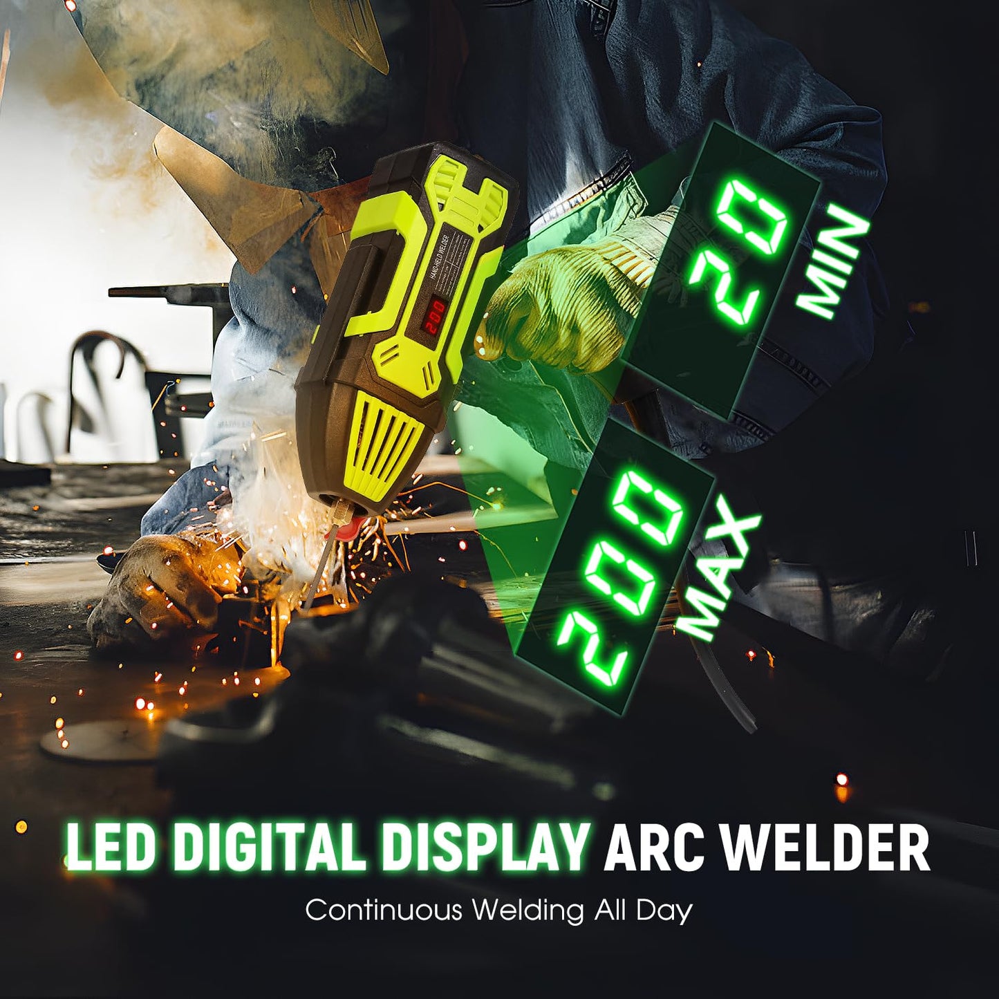 Antstone 2024 Upgraded Welding Machine Handheld 20-200A 110V Portable ARC Stick Welder Gun with Current Adjustment Digital Display IGBT Inverter with Welding Tool Set for 1/16"-1/8" Welding Rod Gift