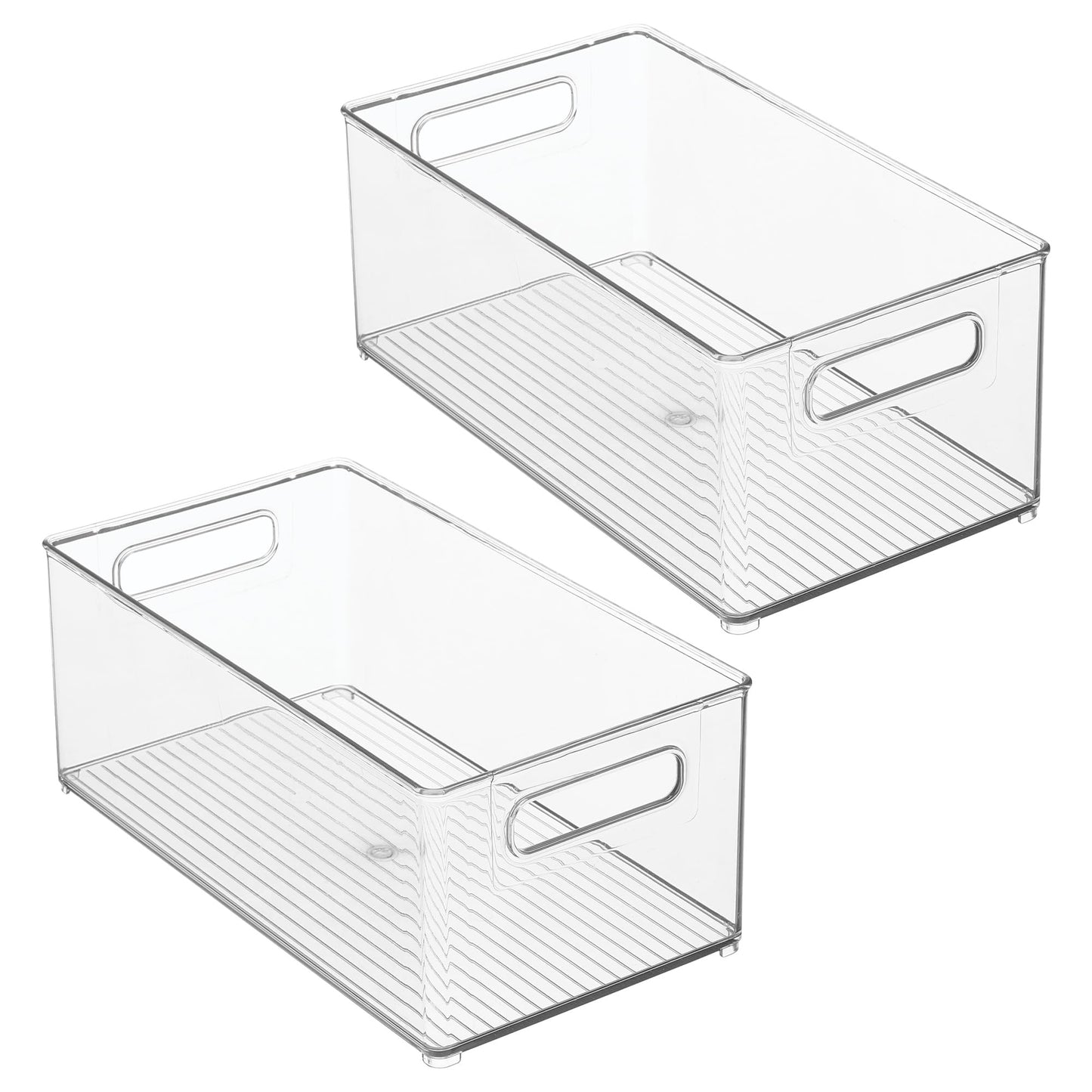 iDesign Stackable Fridge Bin - Kitchen Storage Bin for Pantry, Cabinets, or Fridge, Set of 2, Clear