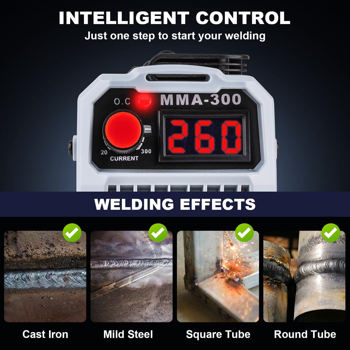 BetyBedy Stick Welder, Portable Mini Welding Machine, 110V MMA-300Amp Welder Machine with Hot Start, Arc Force, Anti-Stick, IGBT Inverter Electric Welding Machine for 1/16"-1/8" Rod ARC Welder
