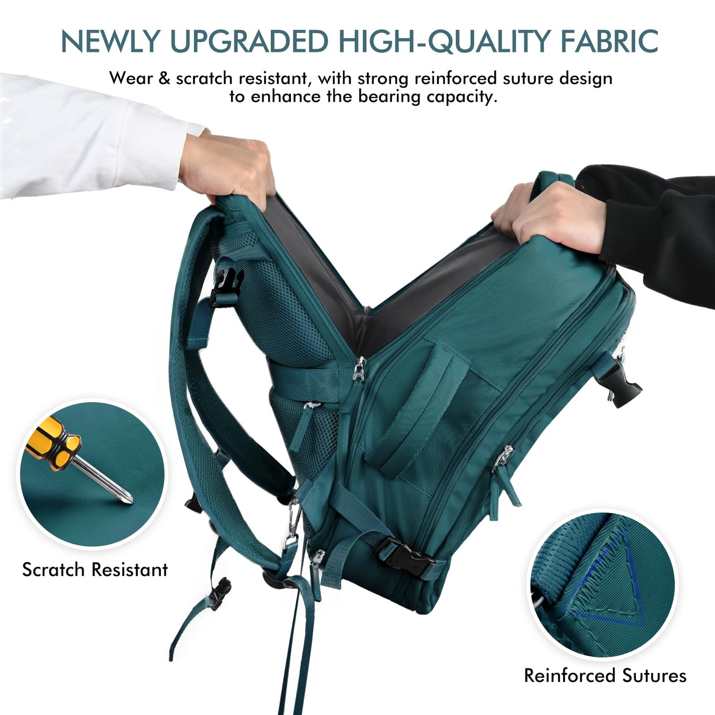 Beraliy Travel Backpack for Women as Personal Item Travel Bag Flight Approved, Carry On Backpack, 17.3 Inch Laptop Backpack, Travel Bag, Waterproof Hiking Backpack, Peacock Blue