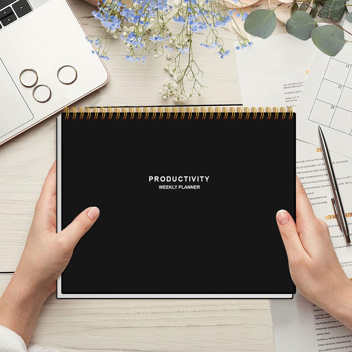 (3-Pack) Weekly Productivity Planner - 8.5" x 11" Dashboard Desk Notepad Has 6 Focus Areas to List Tasks for Goals, Projects, Clients, Academic or Meal-Organize Your Daily Work Efficiently, 54 Weeks