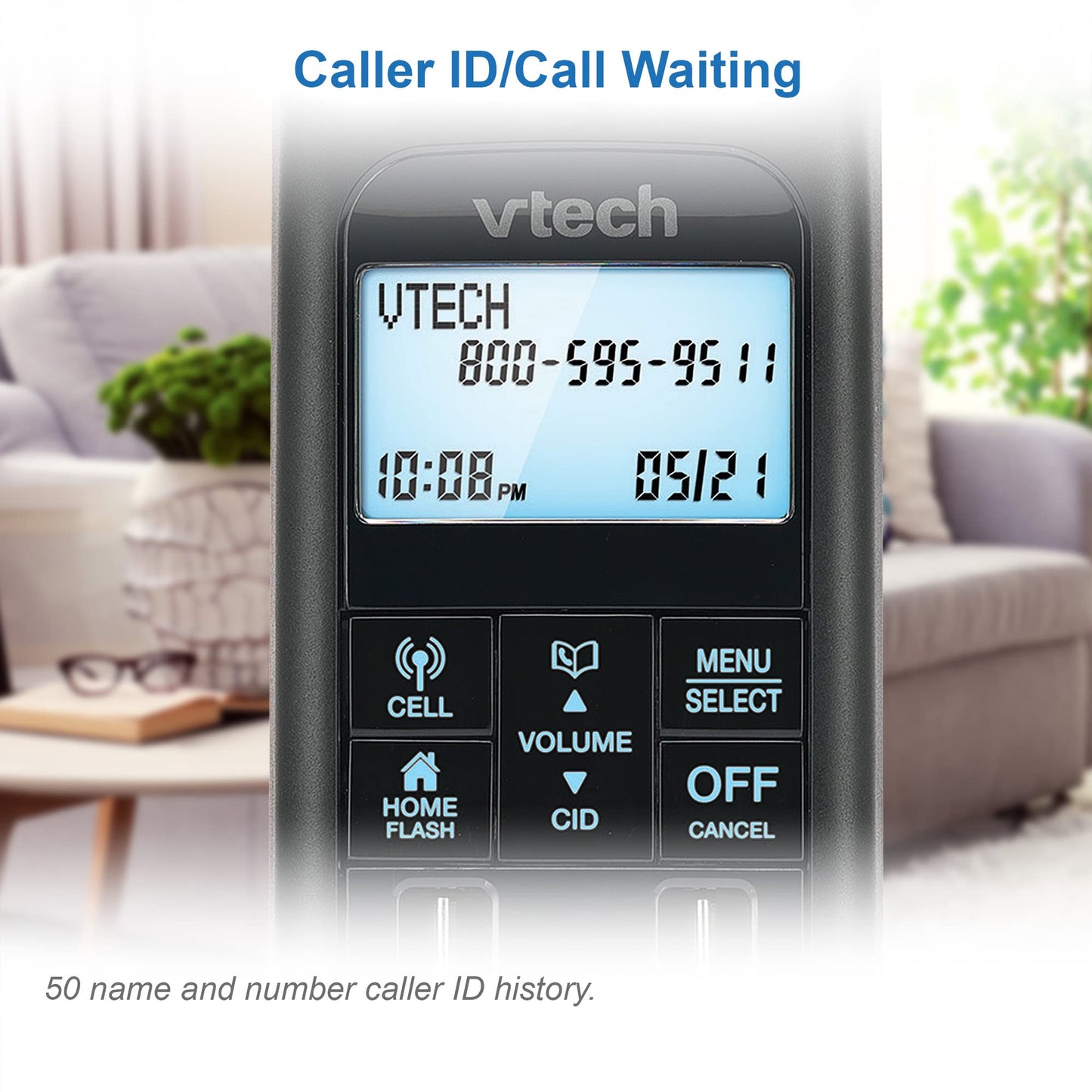 VTECH VS122-16 Retro-Design Cordless Phone: Bluetooth Connect to Cell, Call Blocker, Answering System, Full-Duplex Speakerphone
