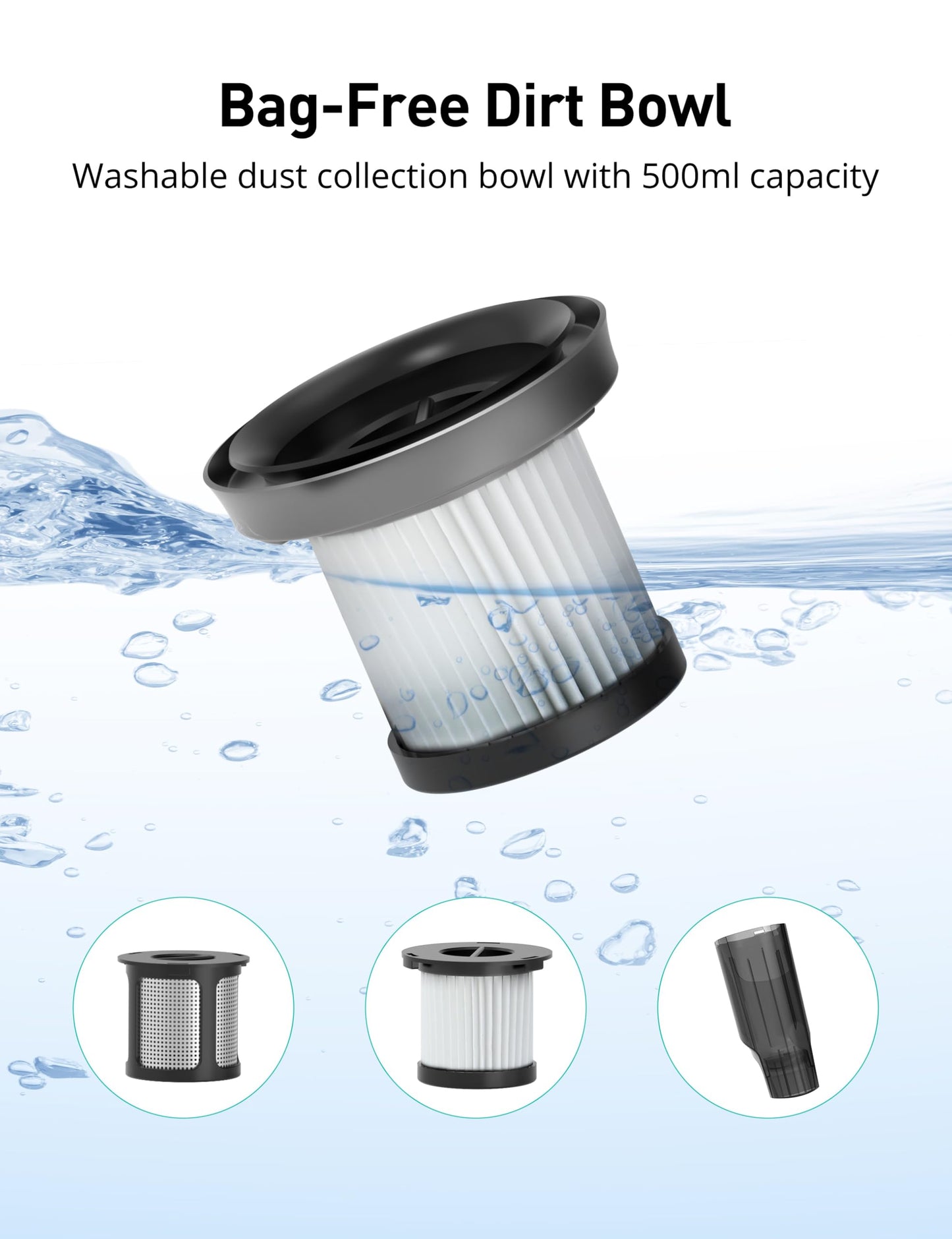 HawKam Handheld Vacuum Cordless, 24KPA Powerful Car Vacuum, Rechargeable, Charging Dock, Ergonomic Handle, 2-in-1 Crevice Tool, 1.8lb Portable Vacuum Cleaner with 2-Speed for Car, Home