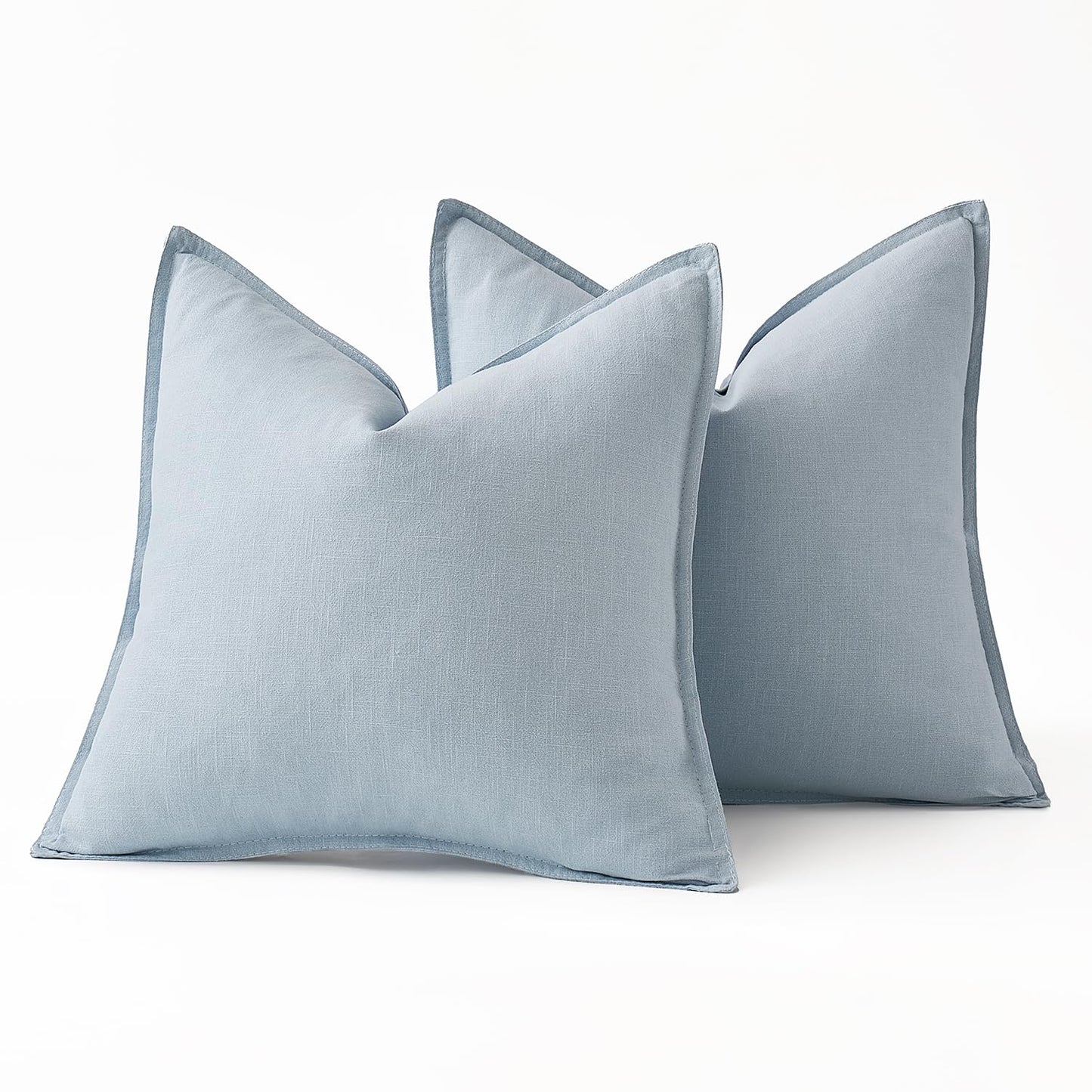 MIULEE Decorative Linen Euro Sham Pillow Covers 26x26 Light Blue Boho FarmhouseNeutral Couch Throw Pillows for Bed Pack of 2 Accent Coastal Modern Pillowcase Summer Sofa Livingroom Home Decor