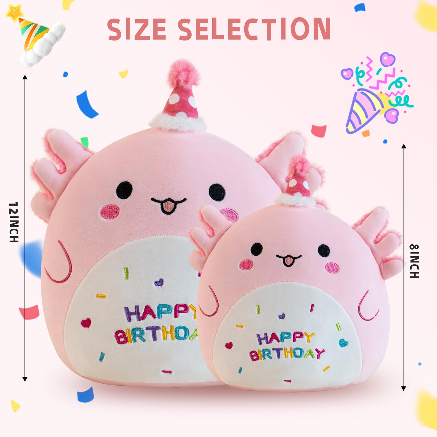 Gudisi Axolotl Plush Adorable Axolotl Stuffed Animals Soft Birthday Gift Pillow Decor for Kids Boys Girls Pink 12 inch