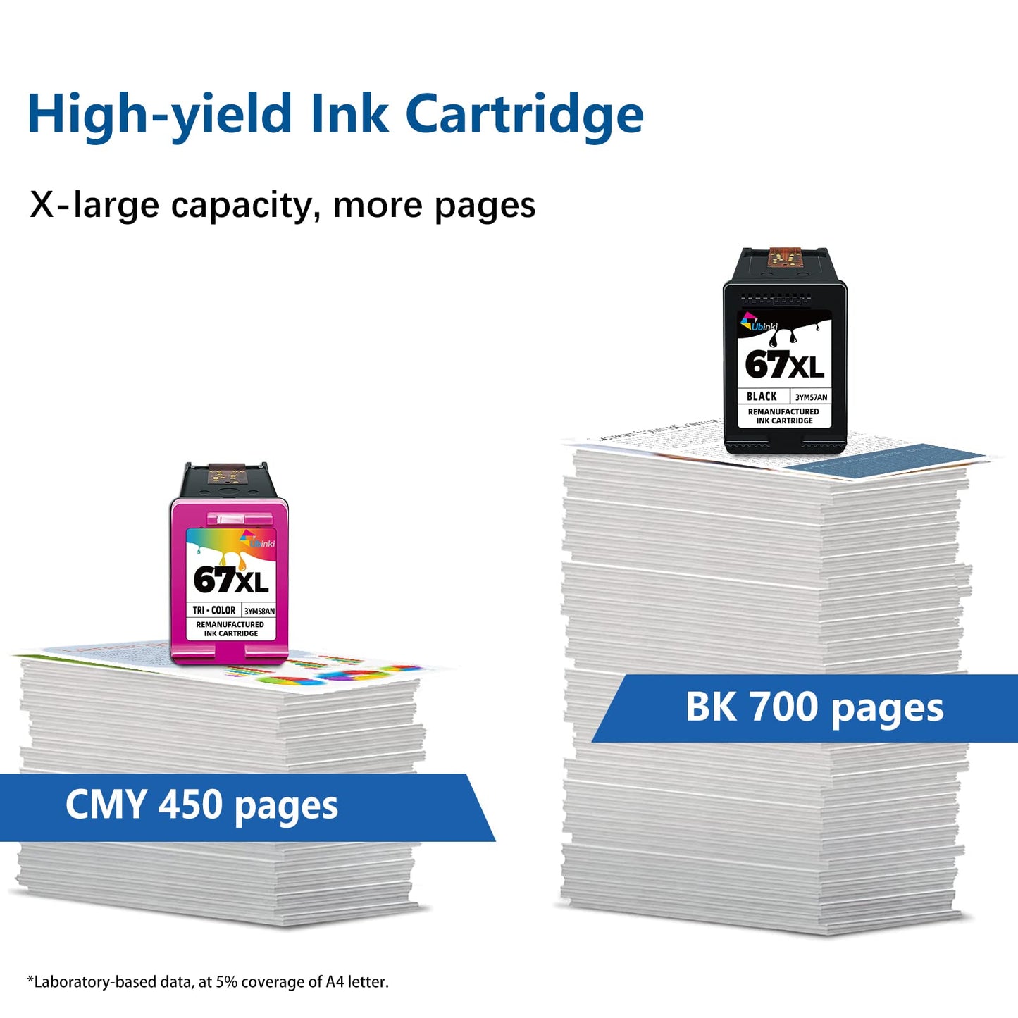 67XL Ink Cartridge Black/Color Combo Pack Replacement for HP Ink 67 67XL HP67 XL HP67XL for 2700 2700e 2752 2752e 2742e 2755e 4100 4100e 4152e 4155e 6000 6055e 6055 6400 6458 6458e 6455e Printer