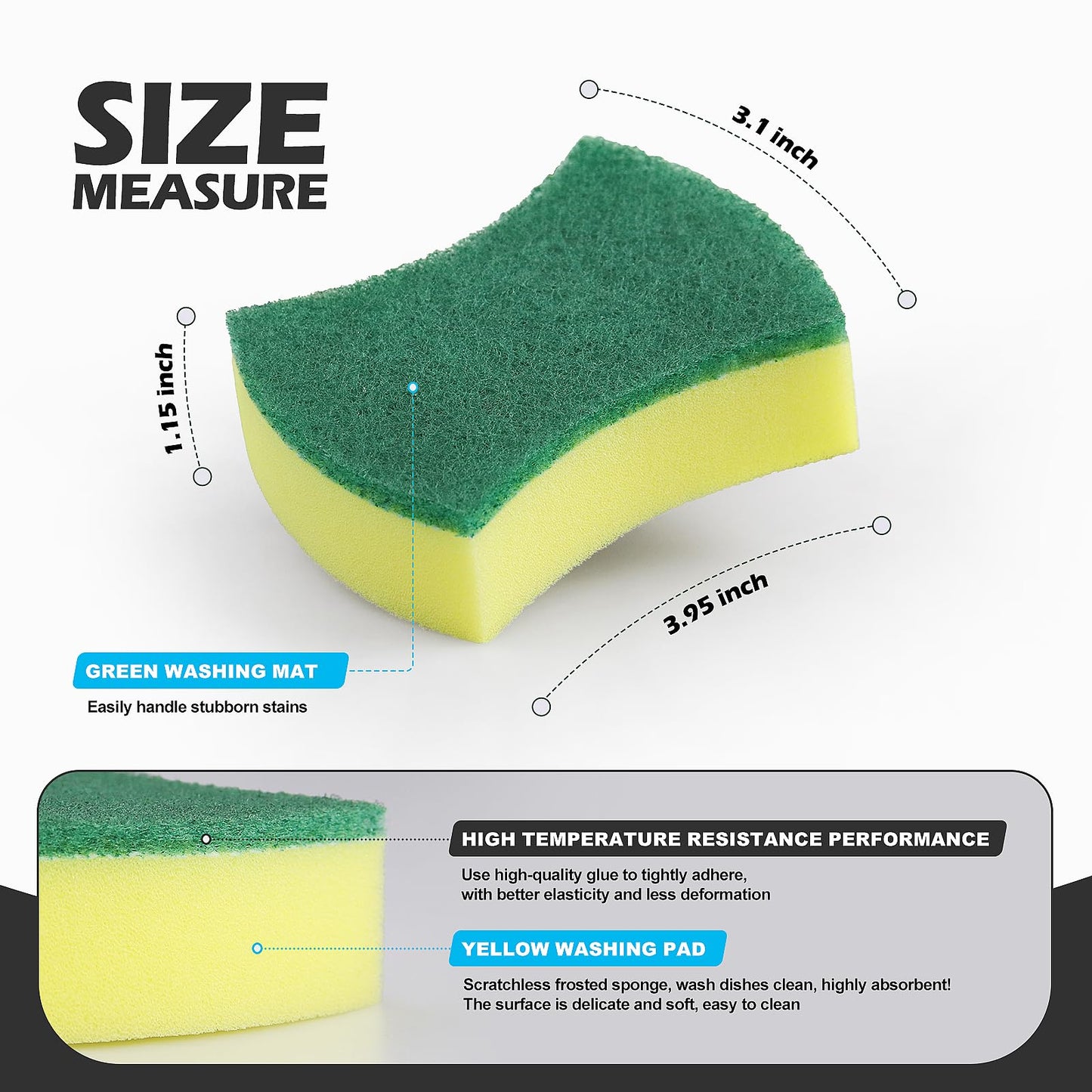 300 Pack Kitchen Cleaning Sponges, Eco Non-Scratch for Dish,Scrub Sponges