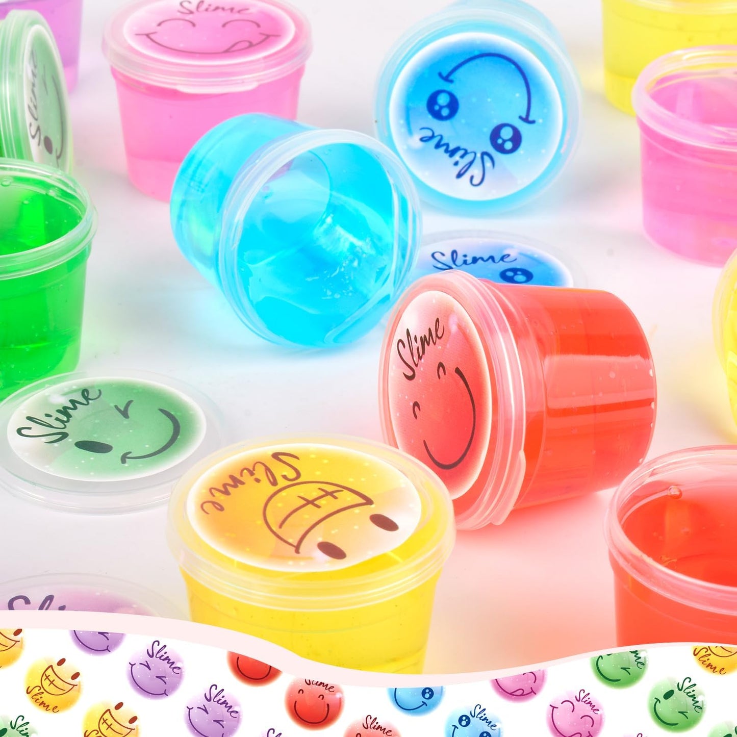 120 Pack for Kids Clear Crystal Bulk Slime Kit, Smiling Slime Color Box, Slime Kit for Girls and Boys, Stress Relief Kids Slime Kits for Toddlers, Classroom Reward, Valentine's Day Party Supplies
