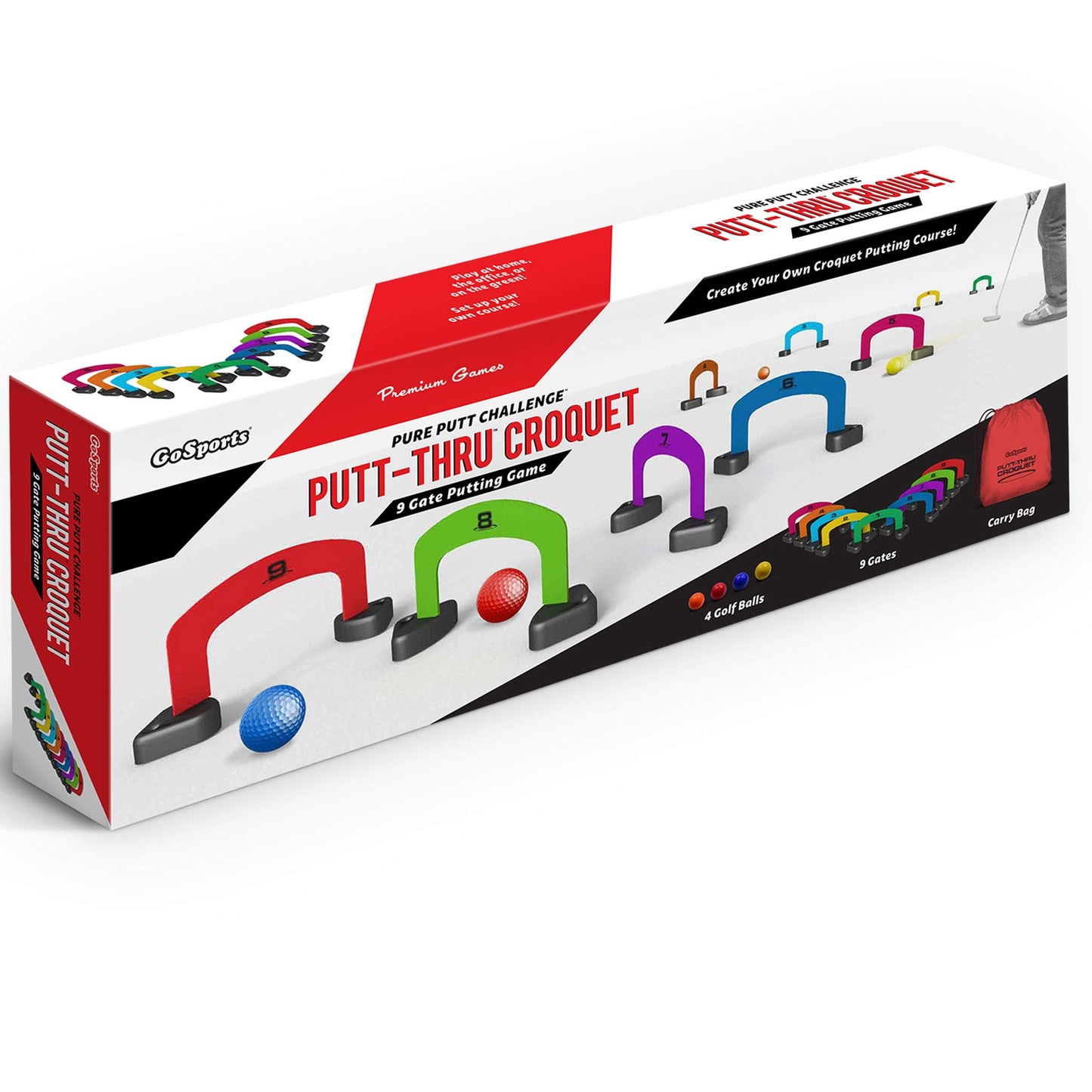 GoSports Putt-Thru Croquet Putting Game - Includes 9 Gates, 4 Golf Balls and Tote Bag - Play at Home, the Office or On the Green!