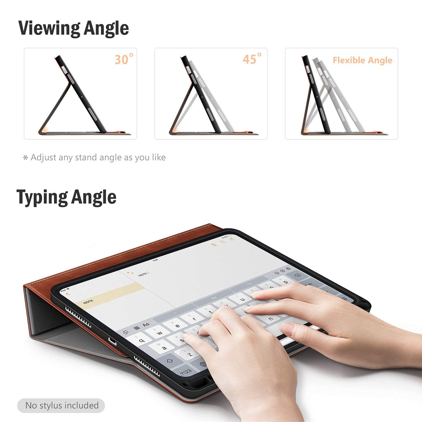 Antbox Case for iPad Air 11-inch M3 (2025) / M2 (2024), iPad Air 5th/4th Generation 10.9'' Vegan Leather with Pencil Holder Typing Angle Auto Sleep/Wake Muti-Stand (Brown)
