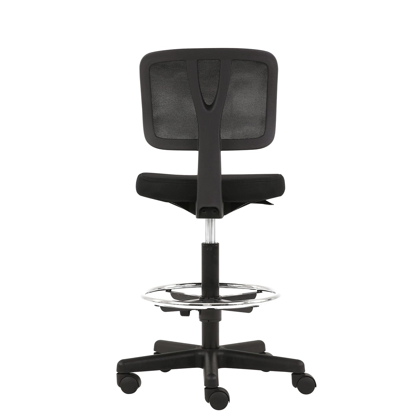 Amazon Basics Mid-Back Mesh Office Drafting Chair Stool with Adjustable Footrest, Black