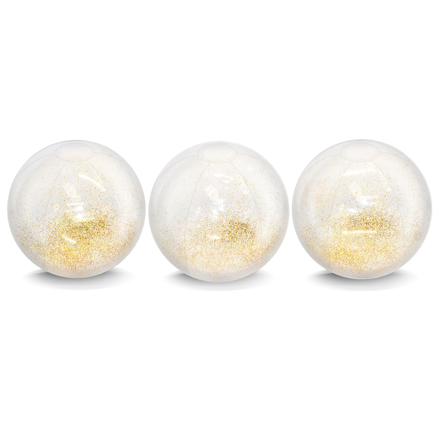 Coconut Float Jumbo Glitter Beach Ball 3 Pack - 3 Large Inflatable Gold Glitter Beach Balls - Great for Summer Parties & Swim Events