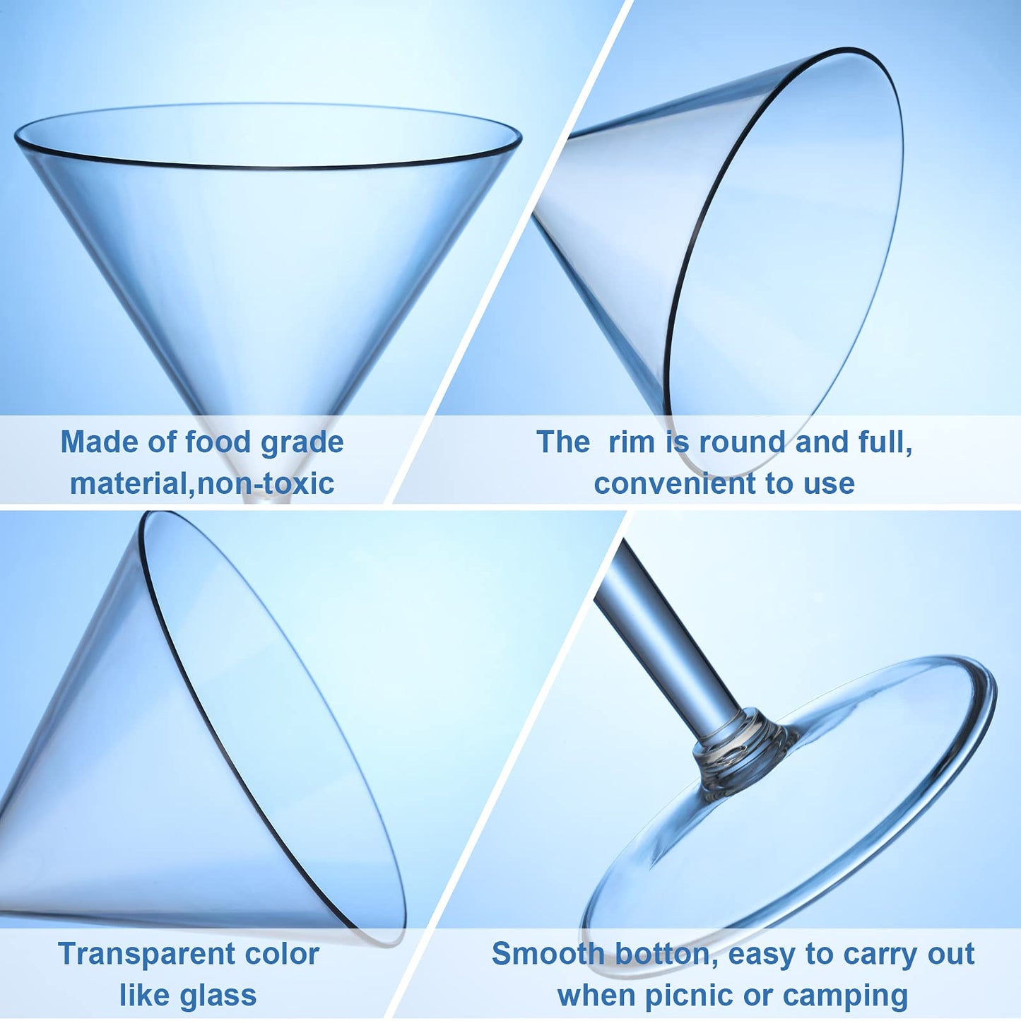 12 Pack Plastic Martini Glasses 10 oz Acrylic Unbreakable Cocktail Glasses Plastic Cups Dessert Cocktail Cups Drinkware Drink Glassware for Mousse Home Bar Restaurant Wedding Festival Party Supply
