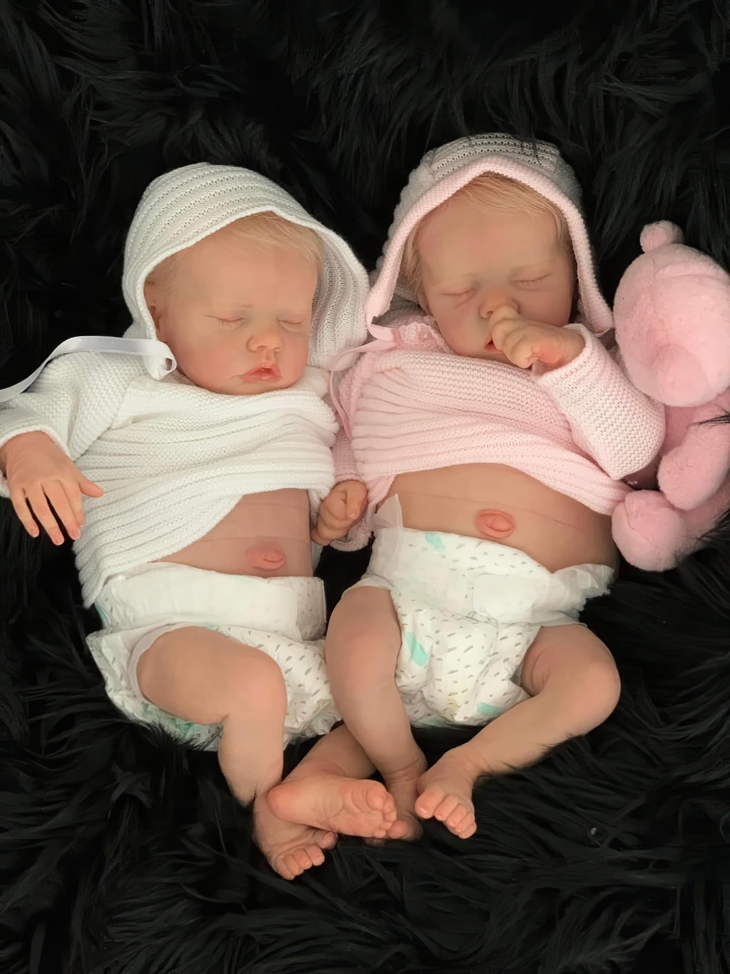 Ardol 18 Inch Realistic Reborn Baby Doll Twins - Lifelike Newborn Full Body Vinyl Boy & Girl Set with Golden Hair Sleeping Cuddly Doll Collectible Gift Set